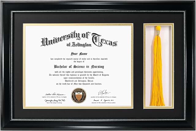 MCS, Black Graduation Diploma and Tassel Frame, 18.25x13 Inch Overall Size
