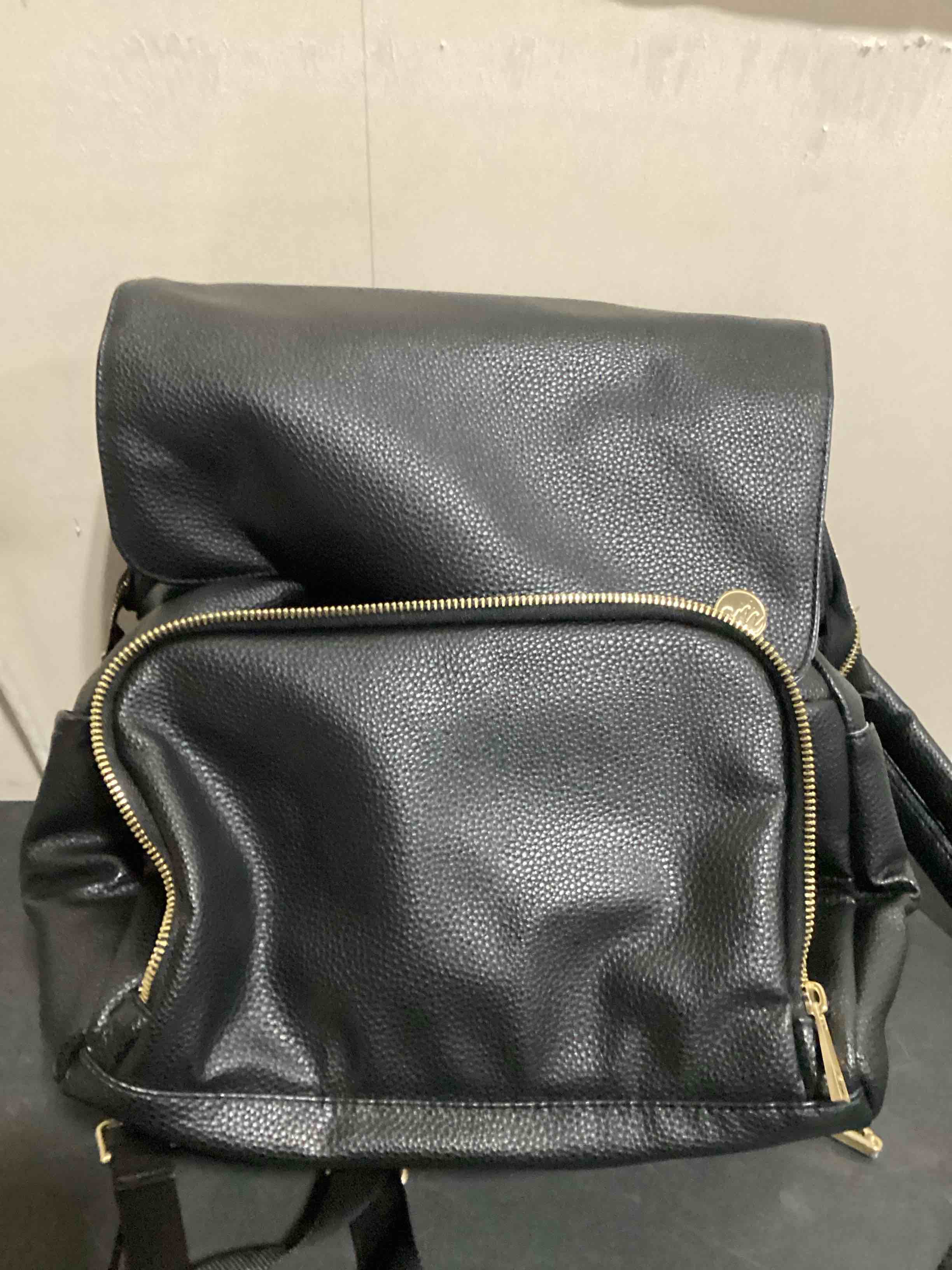 Condition photo showing Good Condition for leather diaper bag backpack black