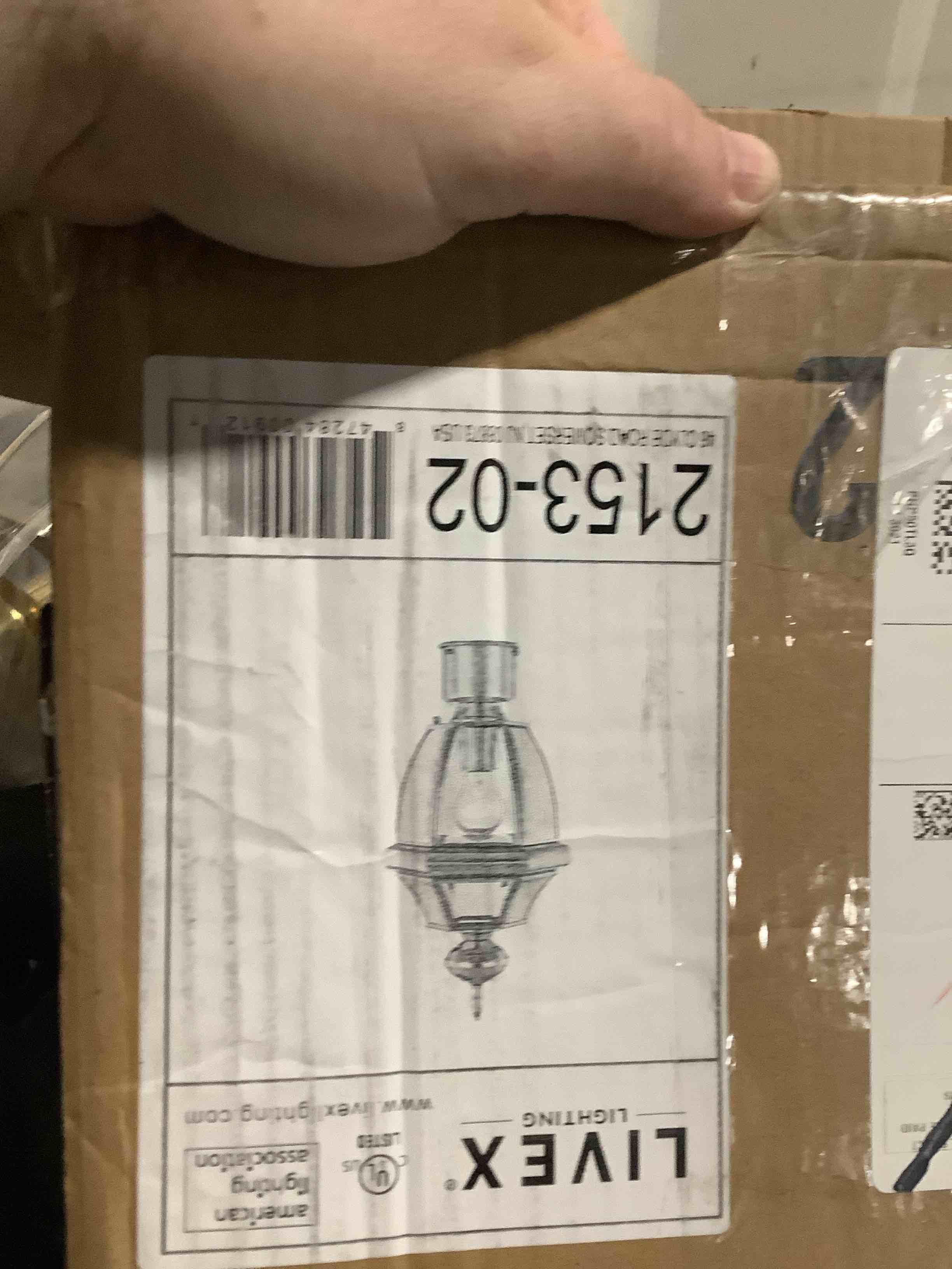 Condition photo showing Good Condition for livex lighting 2153-02 outdoor post with clear beveled glass shades, polished brass light_fixture