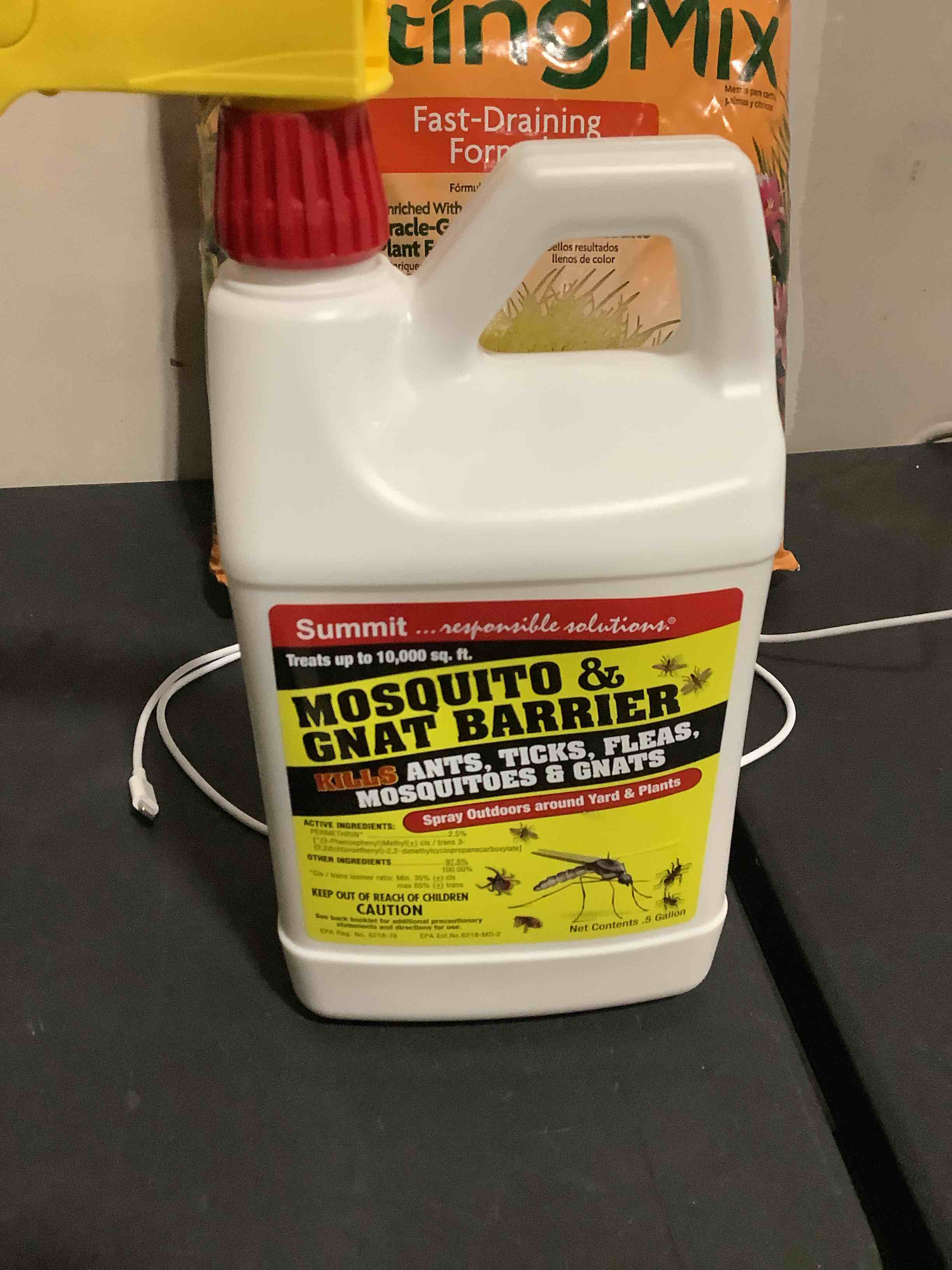 Condition photo showing As Is for summit mosquito and gnat barrier covers 10,000 square feet, 1/2 gallon