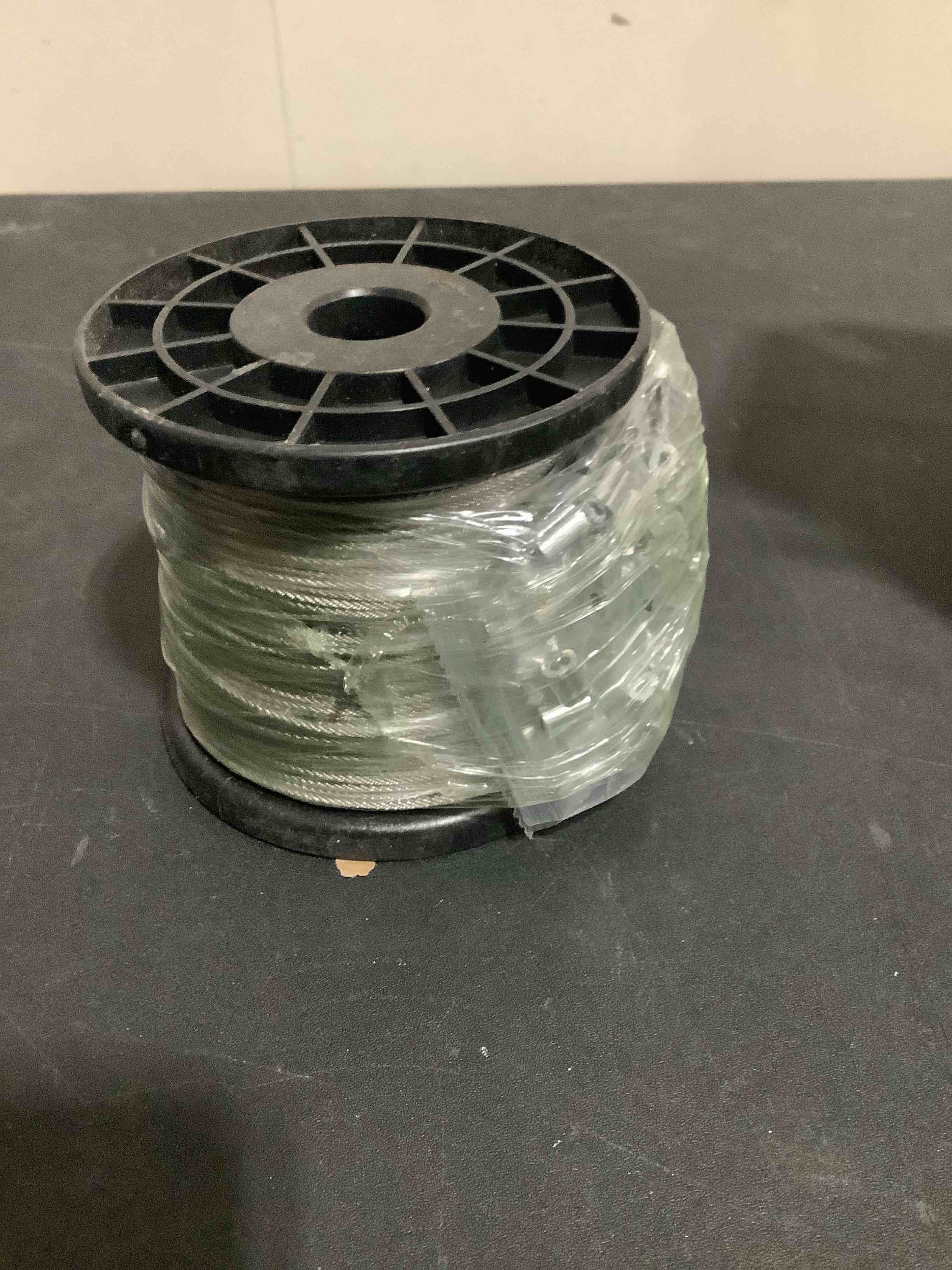 Condition photo showing New/Like New for 1/16 wire rope, 304 stainless steel cable, aircraft cable, steel wire, 328ft with 150pcs crimping sleeves, clothes line wires, trellis wire, 7x7 368lbs breaking strength 328 feet 1
