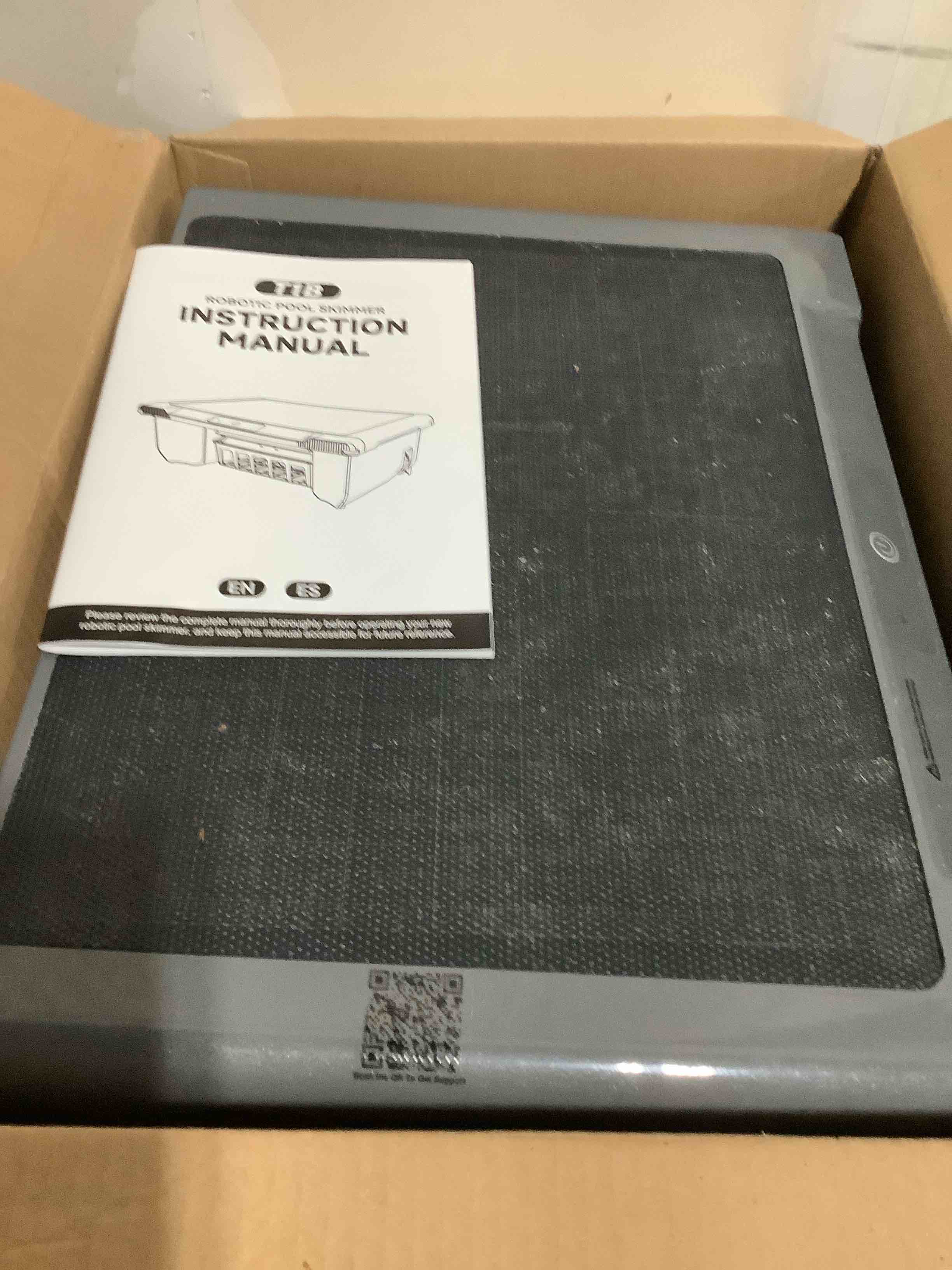 Condition photo showing As Is for t1b solar powered pool skimmer robot, automatic robotic pool surface skimmer cleaner with 24/7 clean