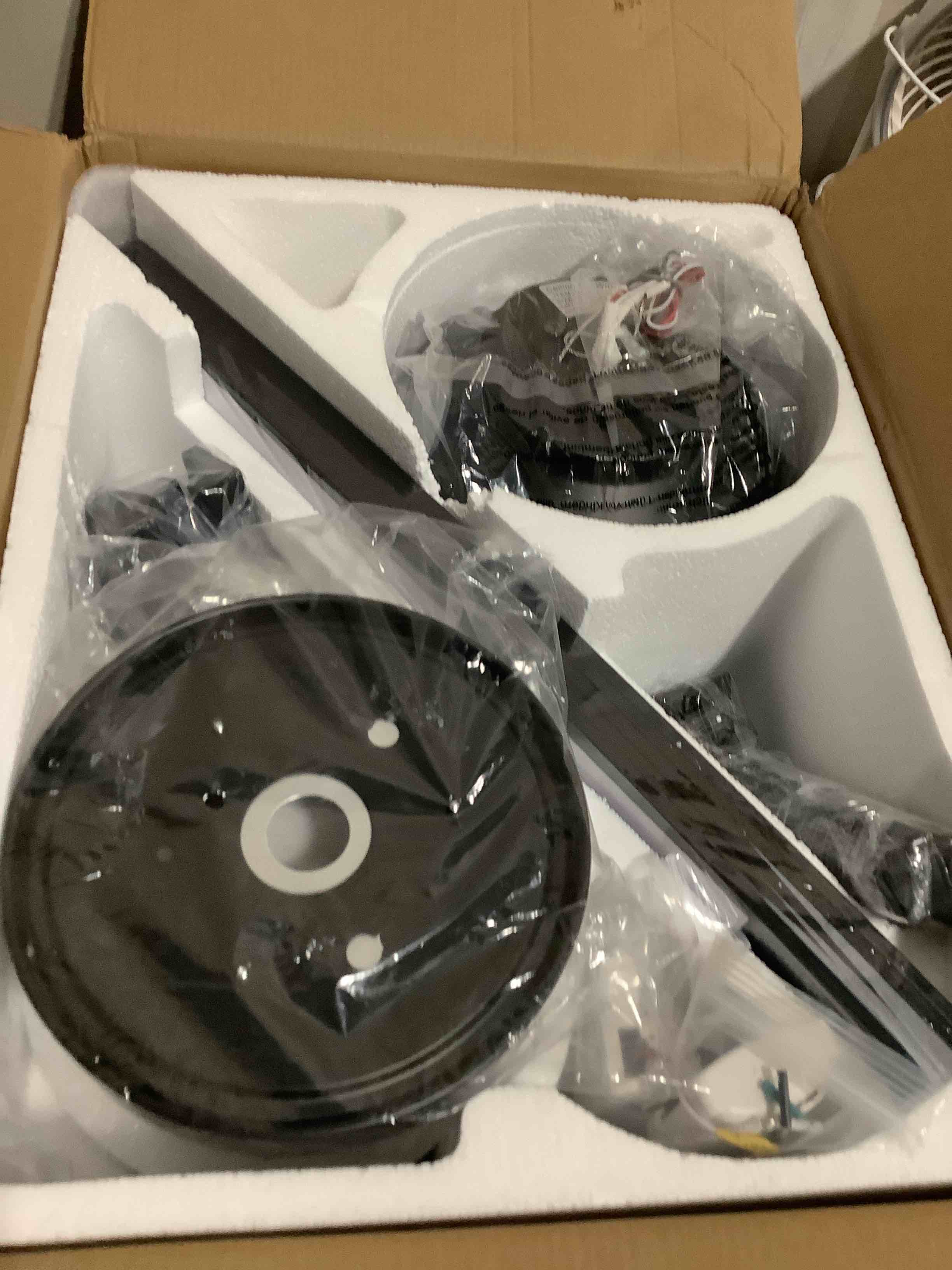 Condition photo showing New/Like New for ohniyou ceiling fans with lights, 52'' low profile ceiling fan with light and remote/app control, modern flush mount ceiling fan for indoor bedroom living room, dimmable, qiuet dc motor, black