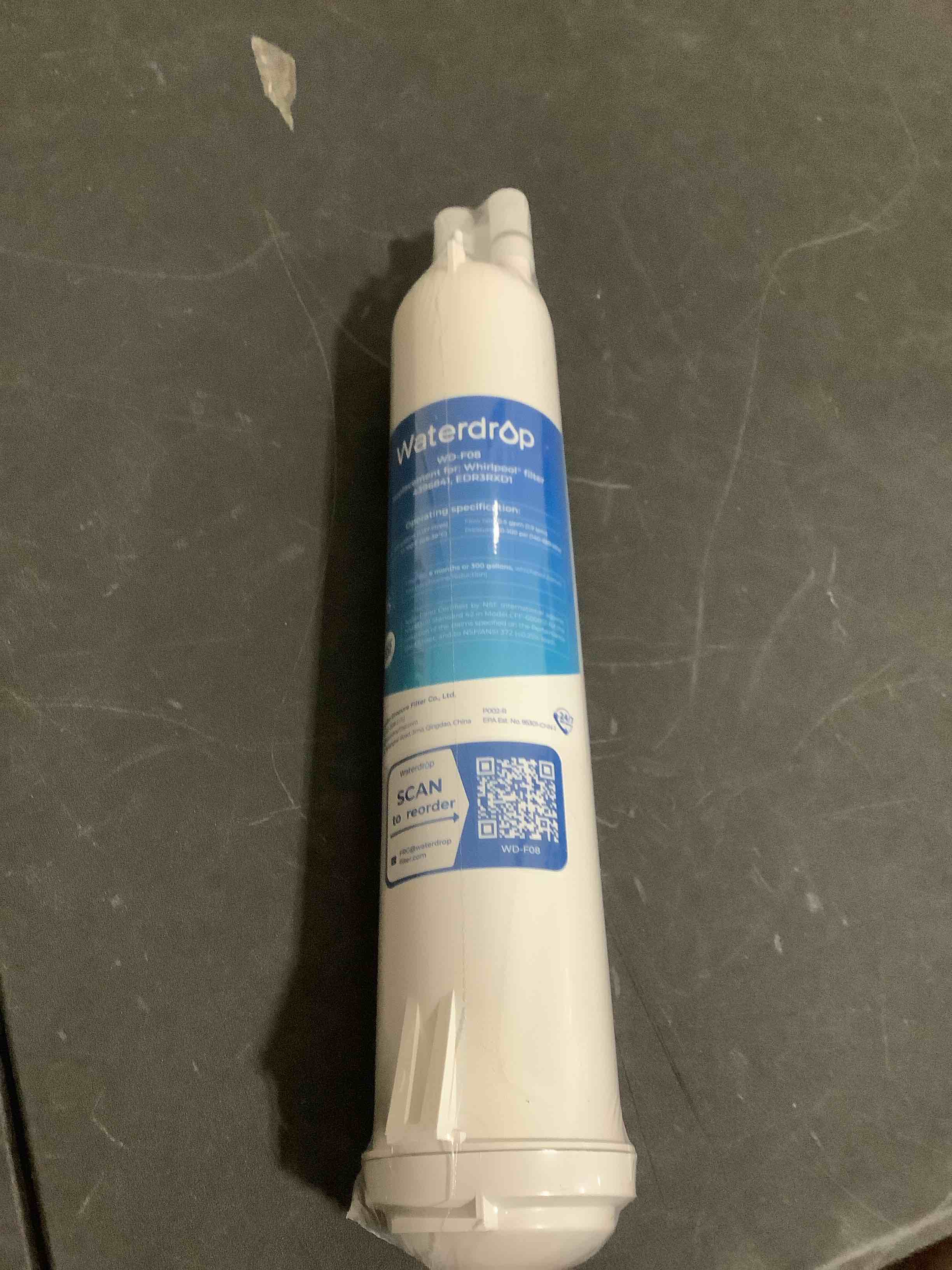 Condition photo showing New/Like New for waterdrop 4396841 replacement for everydrop® filter 3, edr3rxd1, 4396710, kenmore® 46-9083, 46-9030, refrigerator water filter, 1 filter