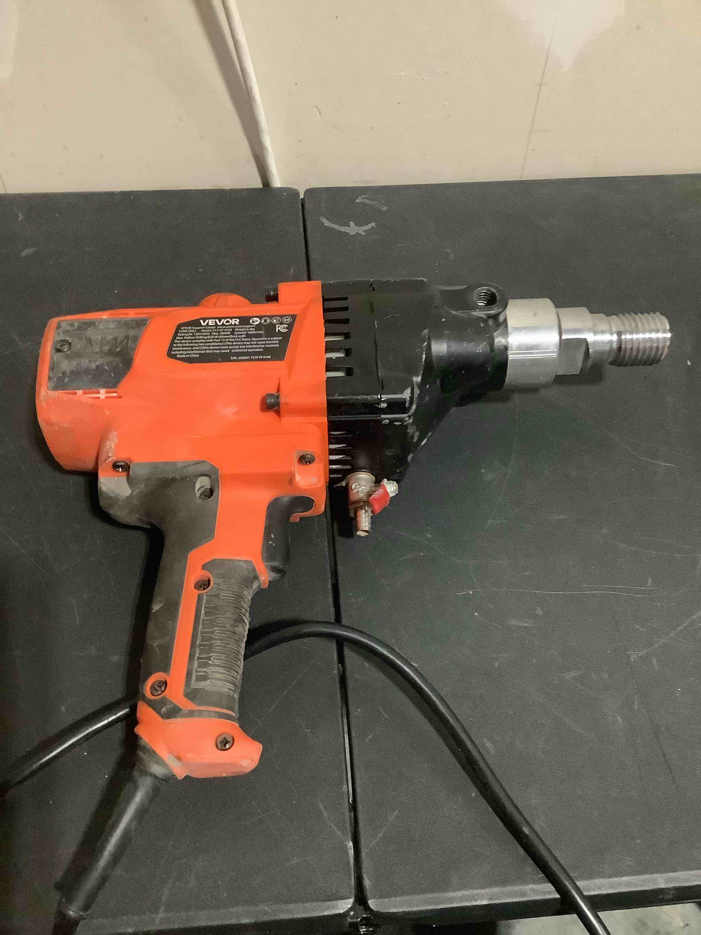 Condition photo showing As Is for (tool only) vevor diamond core drilling machine, 0.8-6.3in drilling diameter handheld core drill rig with carrying case, 2000w rugged concrete core drill, for concrete brick block stone, 0-1800rpm stepless speed