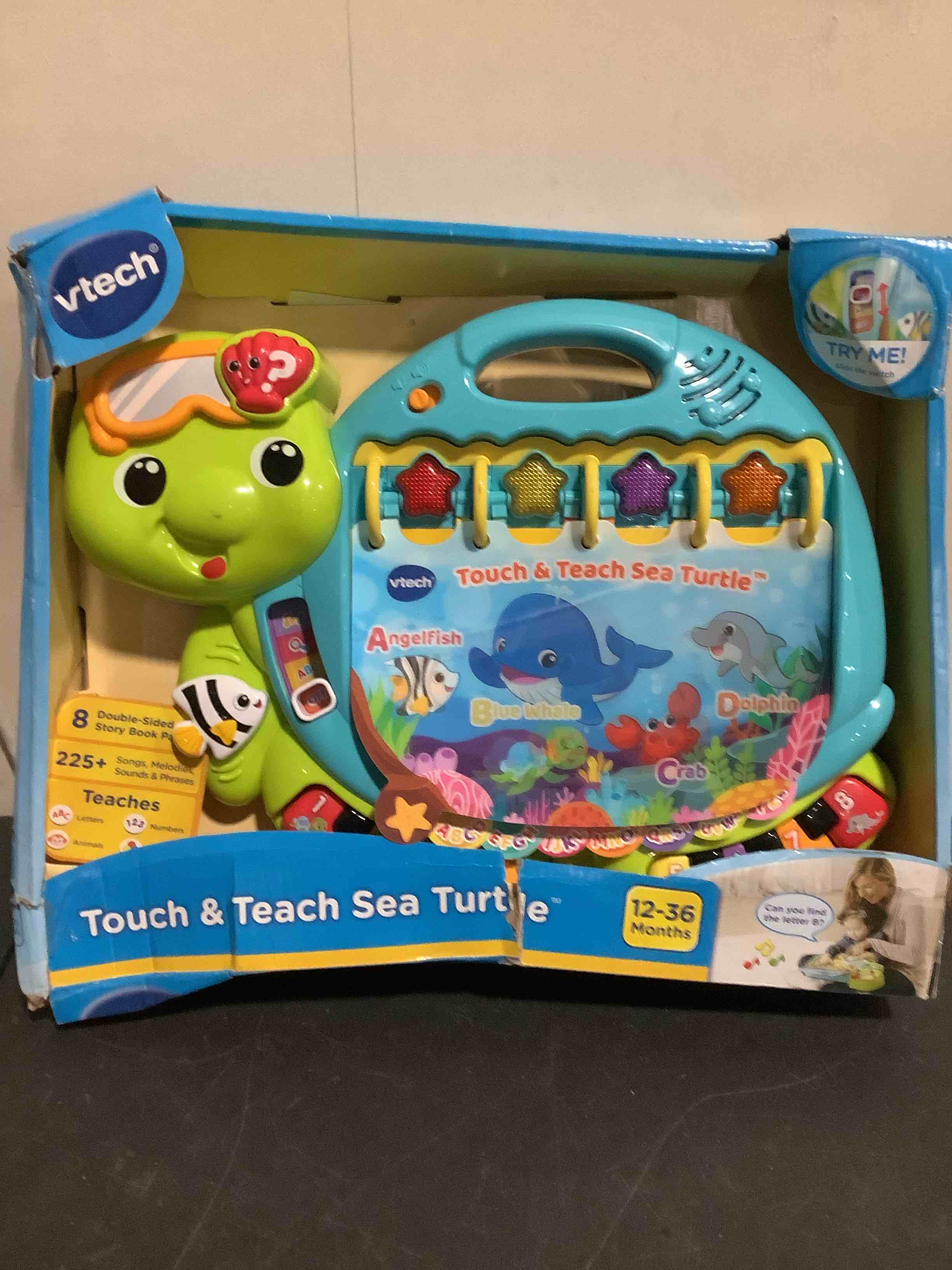 Condition photo showing New/Like New for vtech touch and teach sea turtle interactive learning book, green