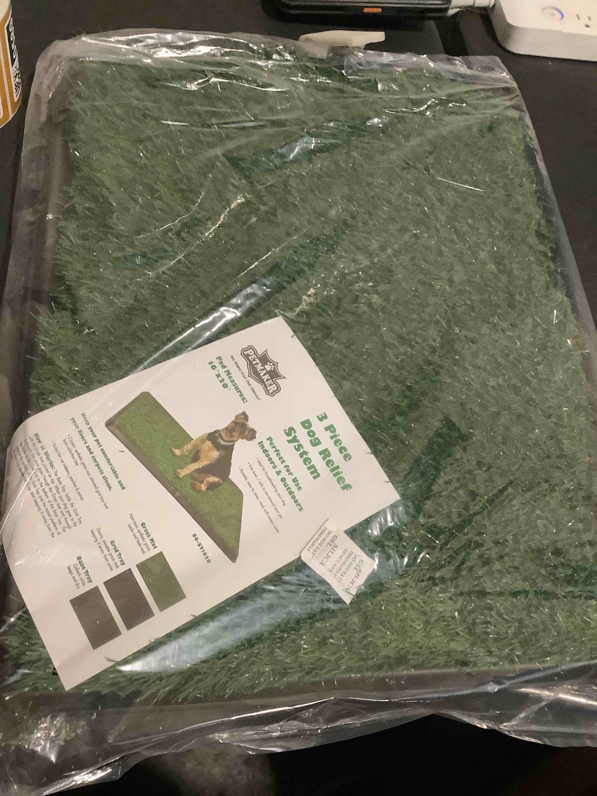 Condition photo showing New/Like New for artificial grass puppy pee pad for dogs and small pets , reusable 3-layer turf pads for dogs with tray - indoor and outdoor fake grass potty pet supplies by petmaker 3-layer system