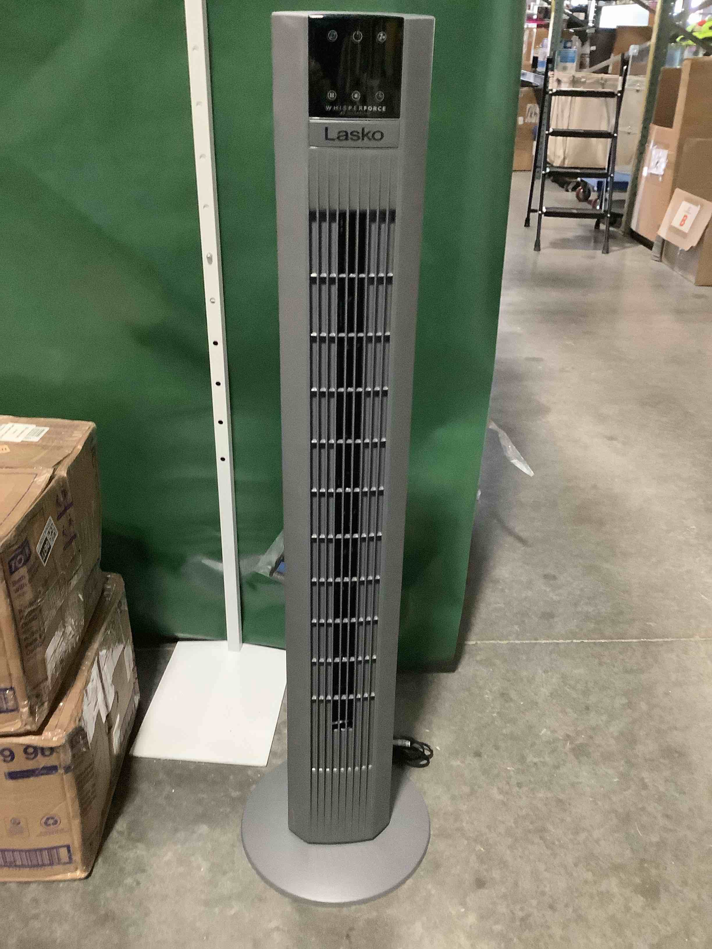 Condition photo showing Good Condition for lasko 48" dc tower fan oscillating, 12-speed, remote, timer, gray