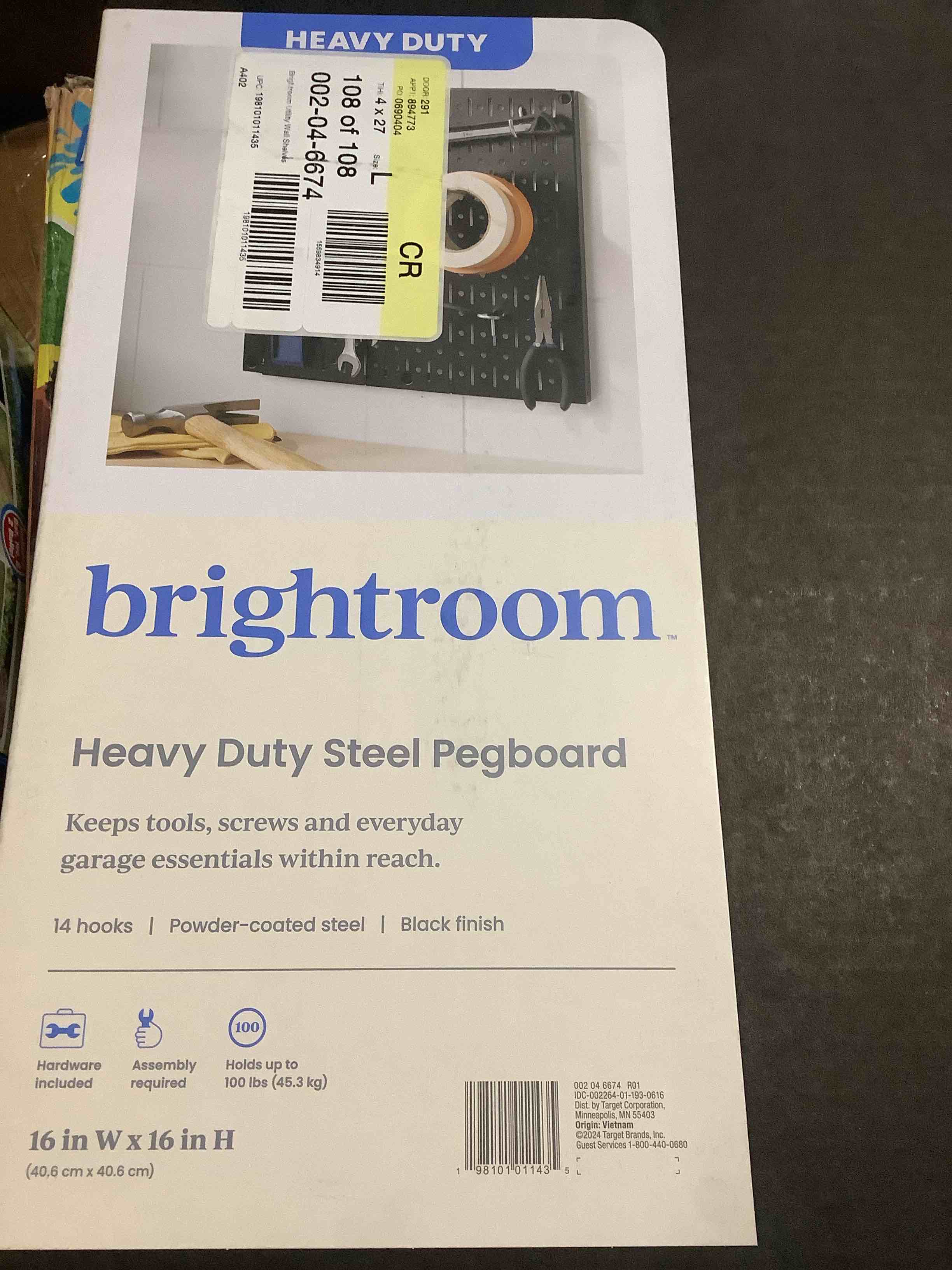 Condition photo showing New/Like New for brightroom heavy duty steel pegboard 16in w x 16in h