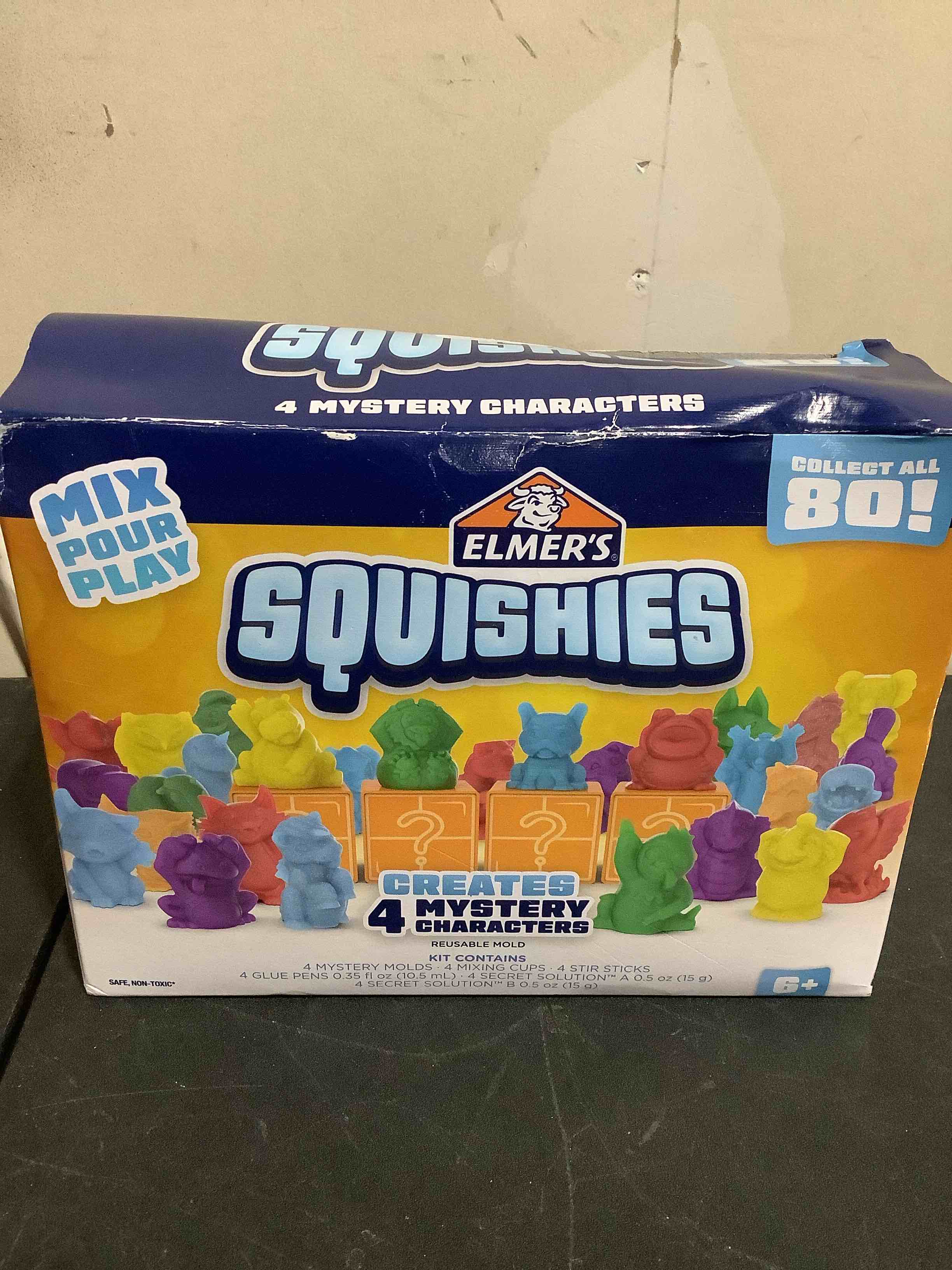 Condition photo showing New/Like New for elmer’s squishies diy squishy toy kit  4 mystery characters  24 piece kit