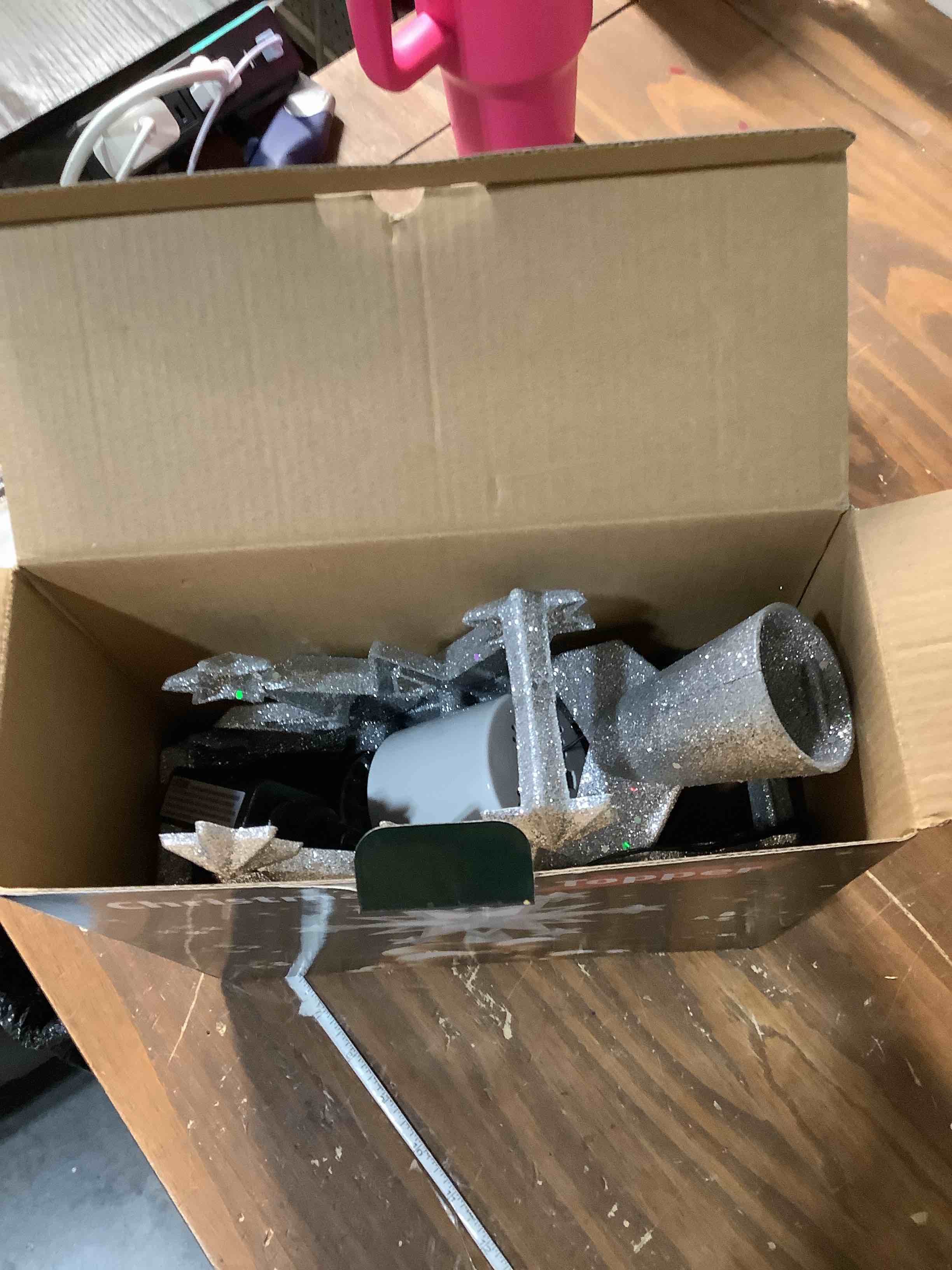 Condition photo showing Good Condition for Christmas Star Tree Topper Lighted with 6 Projection Modes, 12-Pointed Star Christmas Tree Topper with Built-in LED Rotating Lights, Silver Christmas Tree Ornament for Xmas Holiday Decorations