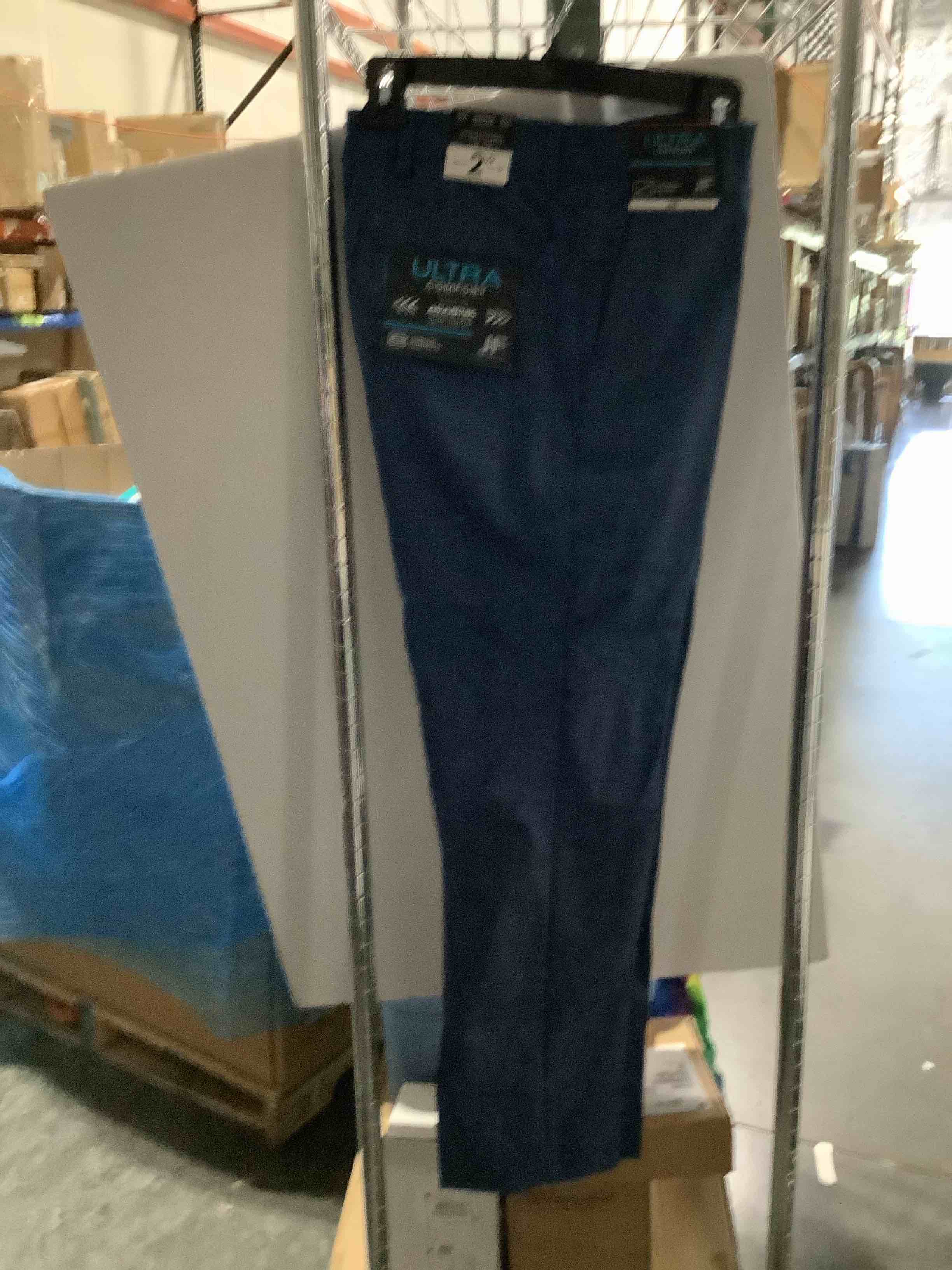 Condition photo showing New/Like New for j ferrar ultra comfort slim fit men’s dress pants flat front stretch waist slate blue 36 x 32