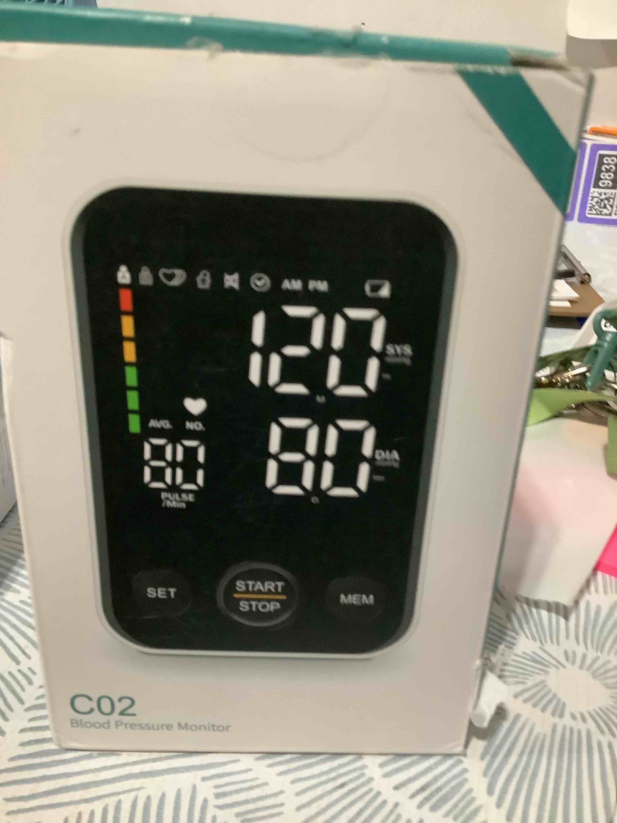 Condition photo showing New/Like New for oklar blood pressure monitor upper arm monitors for home use bp machine sphygmomanometer with 2x120 reading memory adjustable arm cuff 8.7"-15.7" large display with led background light storage bag