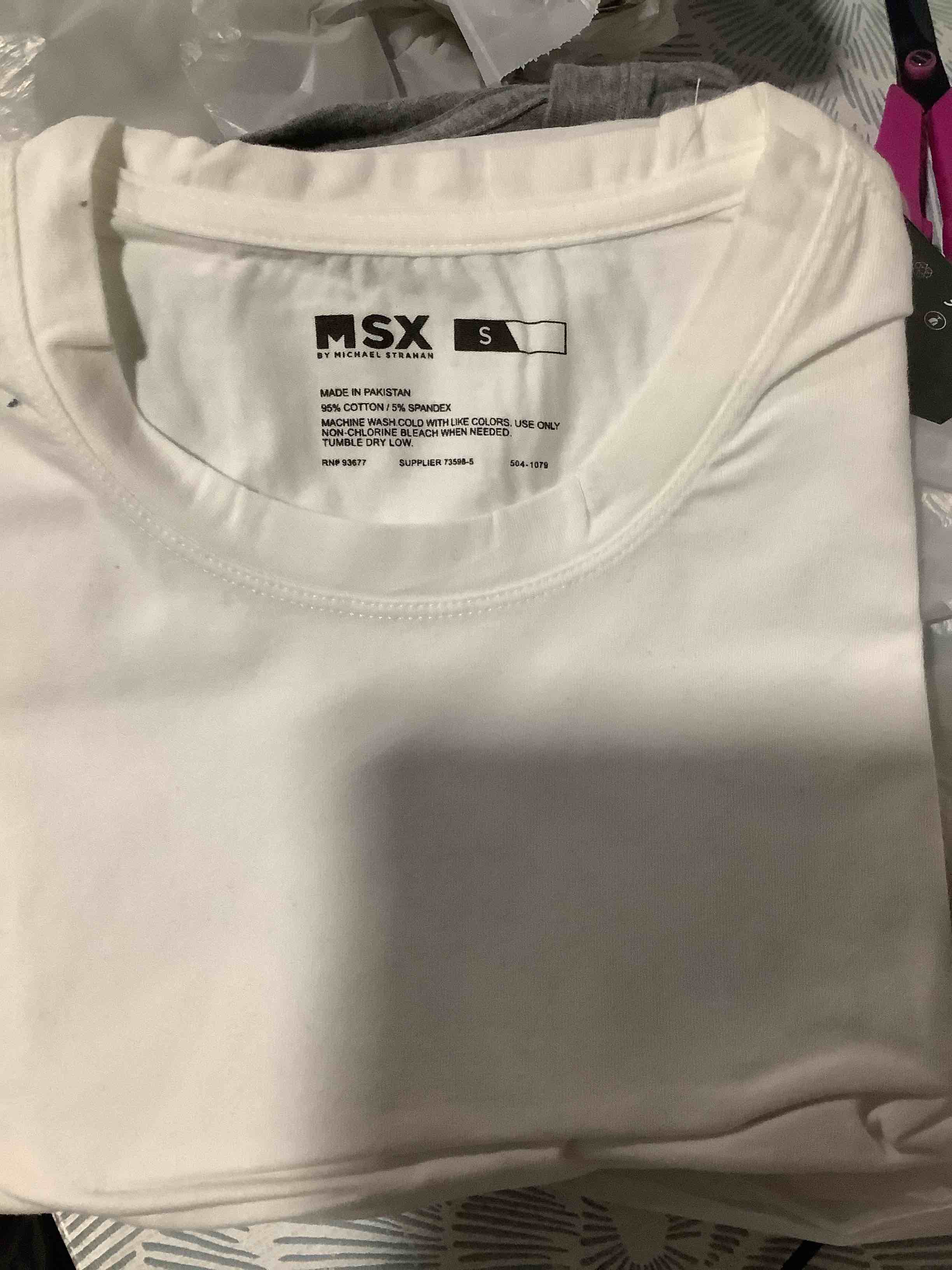Condition photo showing Good Condition for msx by michael strahan two pack size small crewneck, t-shirts, gray and white