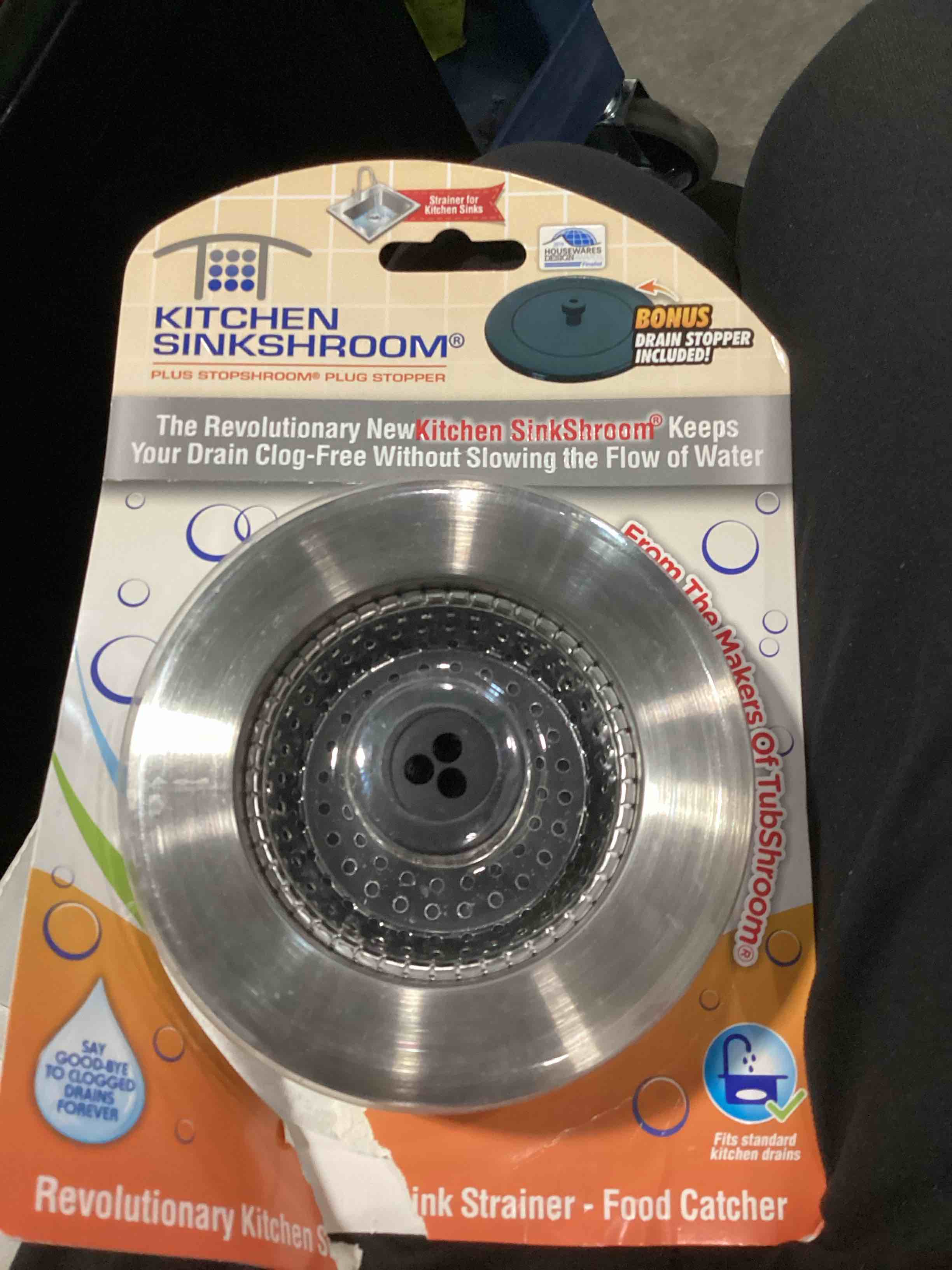 Condition photo showing New/Like New for sinkshroom revolutionary clog-free sink strainer basket with stopper, stainless steel