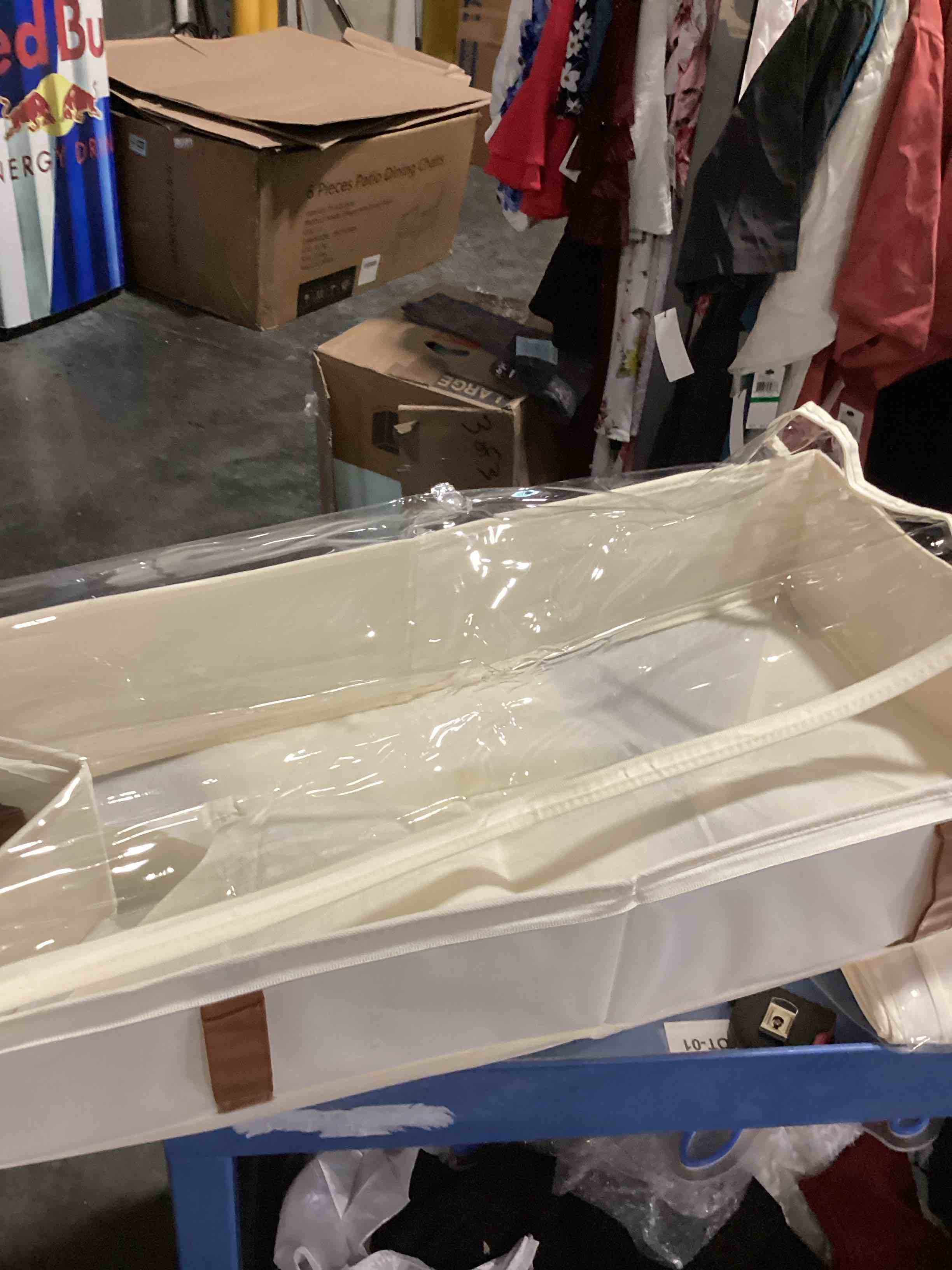 Condition photo showing Good Condition for storageworks large under bed storage containers with handles and label holder, 2 pack ultra-thick fabric underbed bins, closet organizer for clothes, blankets, sweater