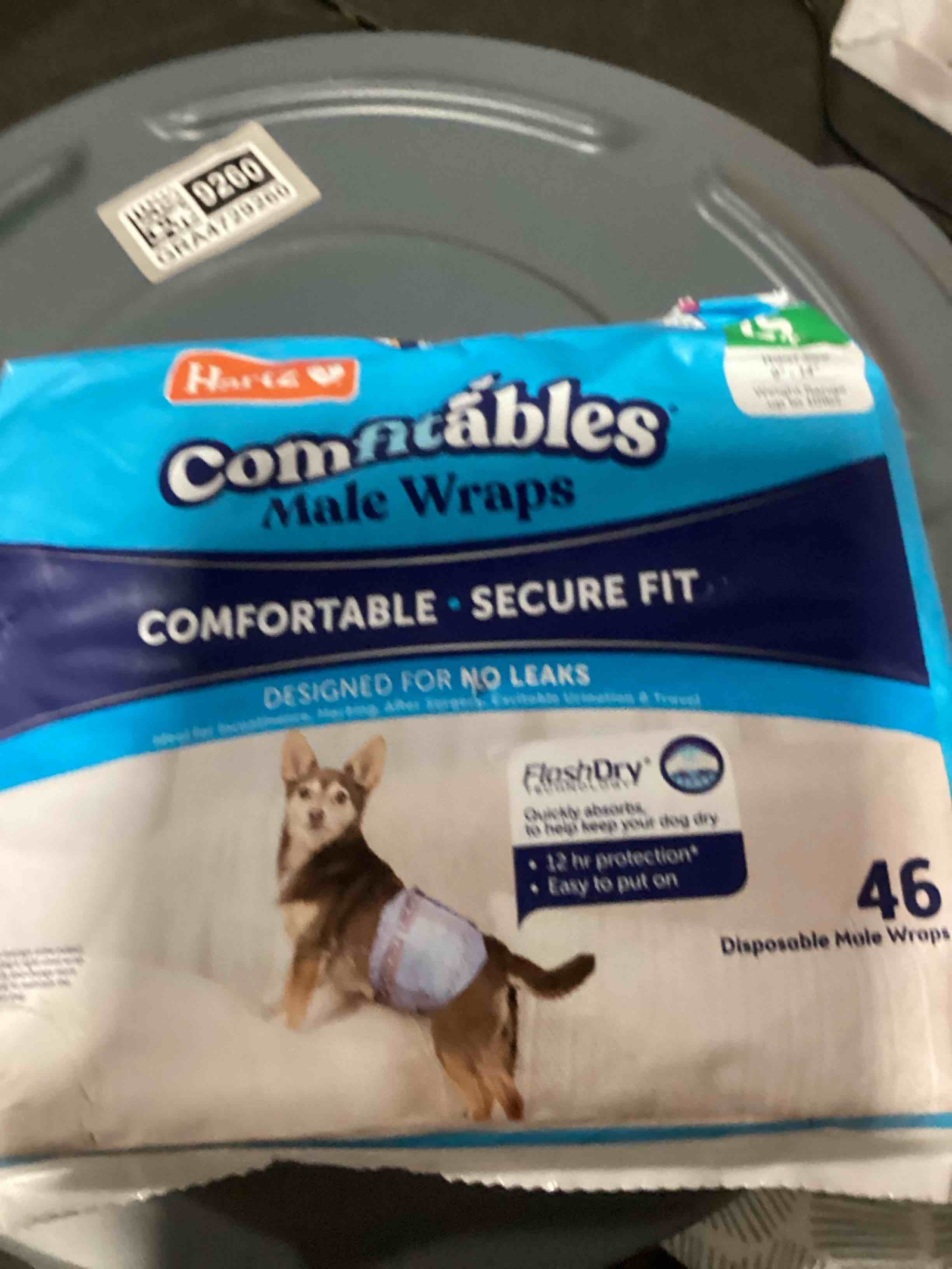 Condition photo showing Good Condition for hartz comfitables disposable male dog wraps with stretchy waistband, extra small 46 count