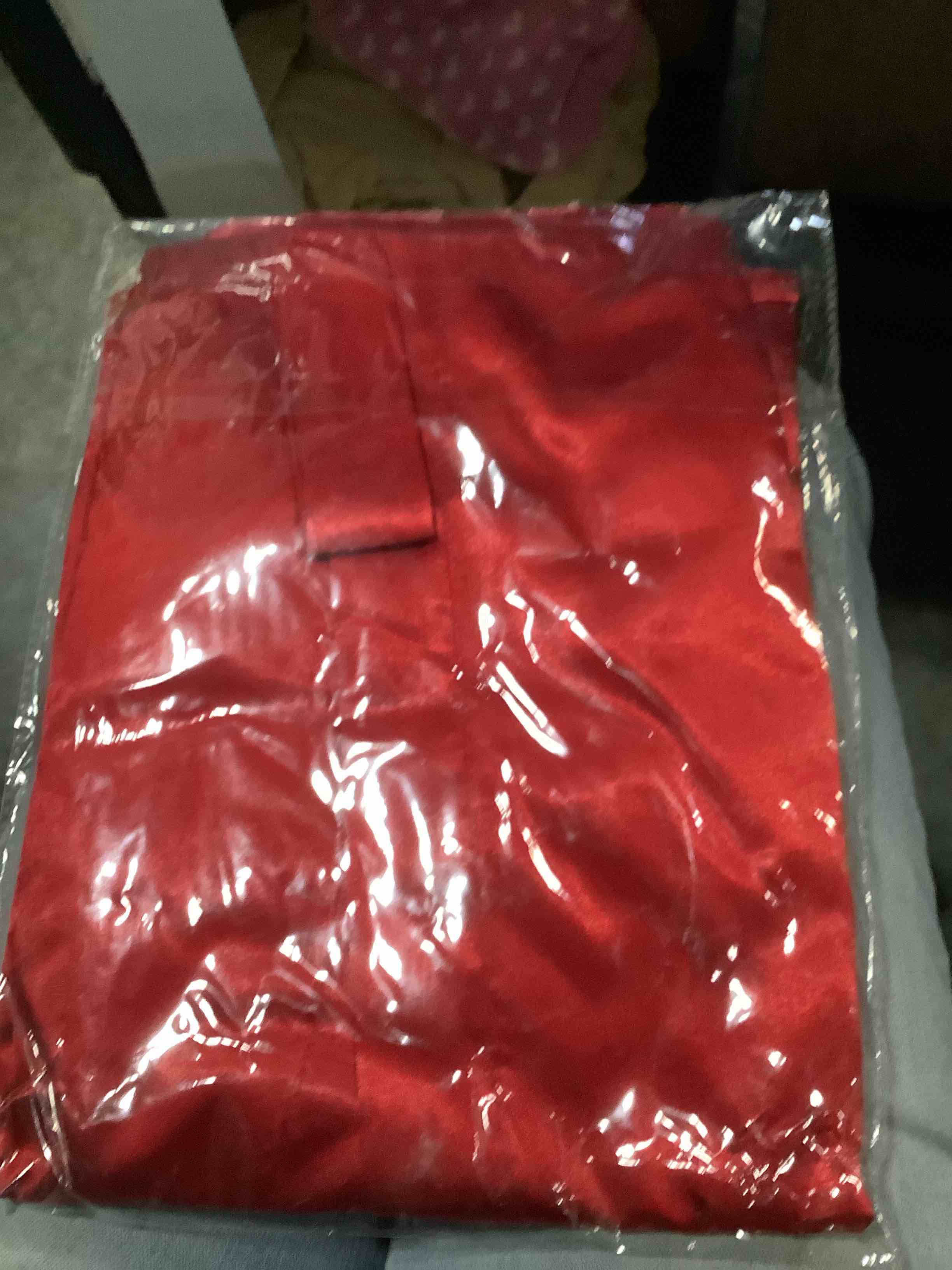 Condition photo showing New/Like New for women's satin short kimono robe solid color dressing gown bridal party robe (xx-large, red)