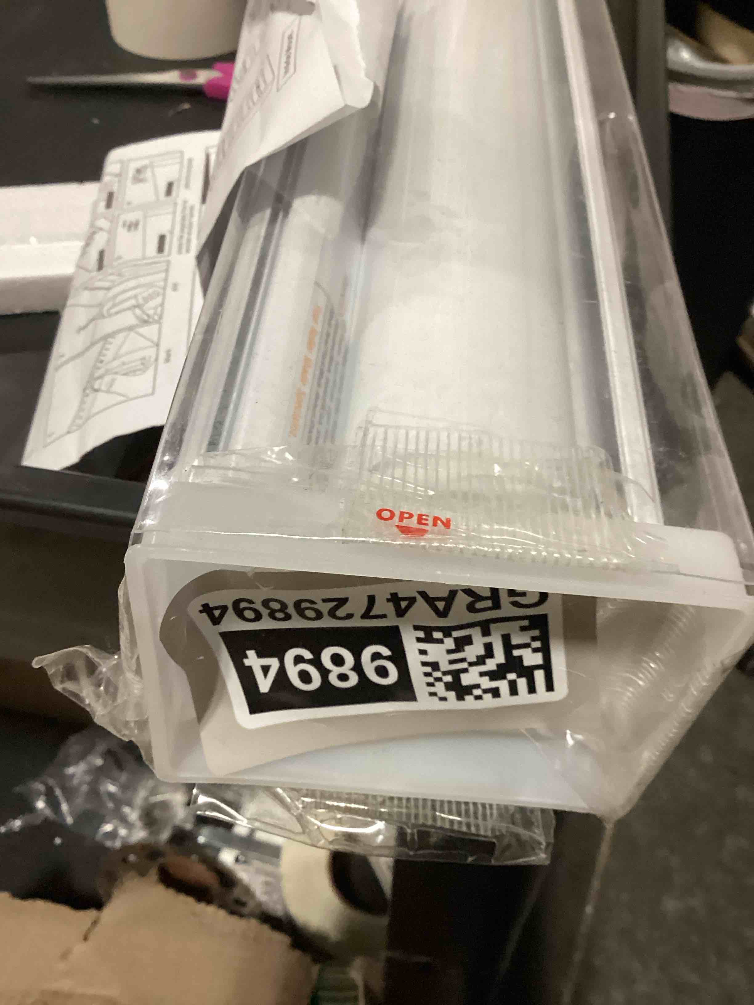 Condition photo showing As Is for persilux cordless zebra blinds for windows (27" w x 64" h, white) free-stop roller windows shades dual layer light control for day and night, light filtering sheer shades for home, easy to install 27"w x 64"h white