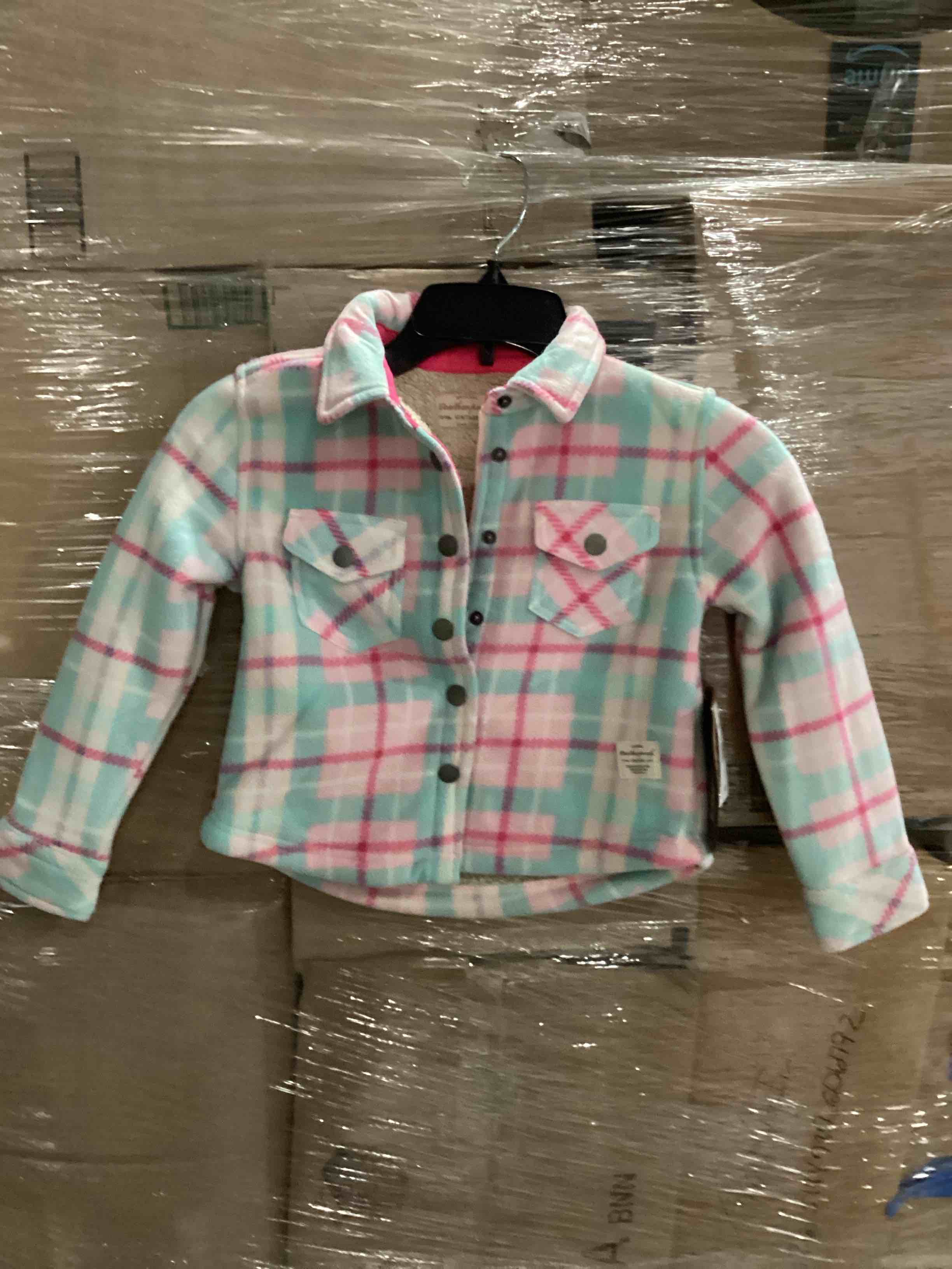 weatherproof vintage toddler, sherpa lined plaid shack, jacket, pink blue snap front size 4