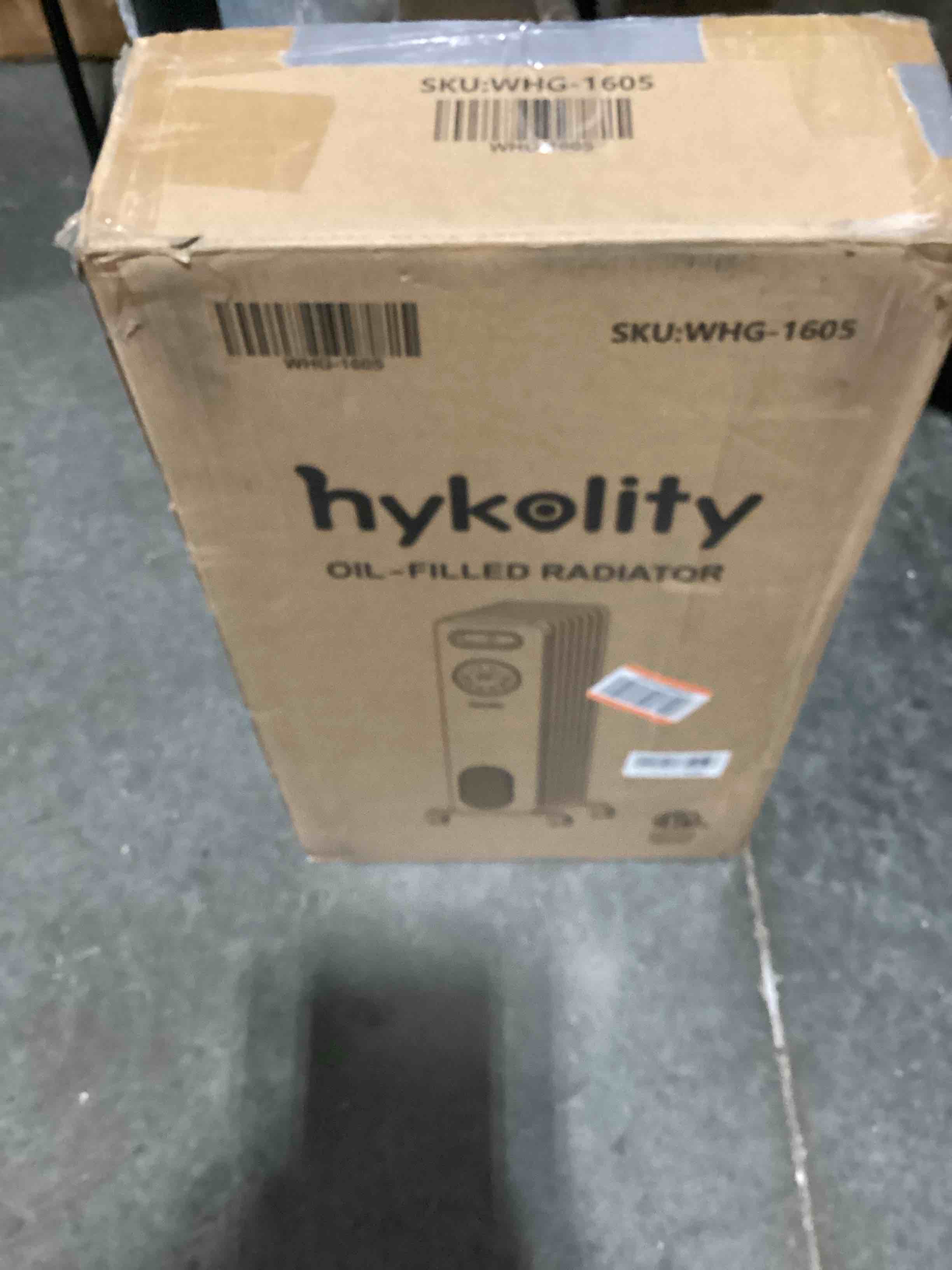 Condition photo showing New/Like New for hykolity oil filled radiator heater, 4 mode electric radiant heater with remote control, overheat & tip-over protection, 24h timer, eco, digital thermostat, space heater for indoor, 1500w,black, quiet