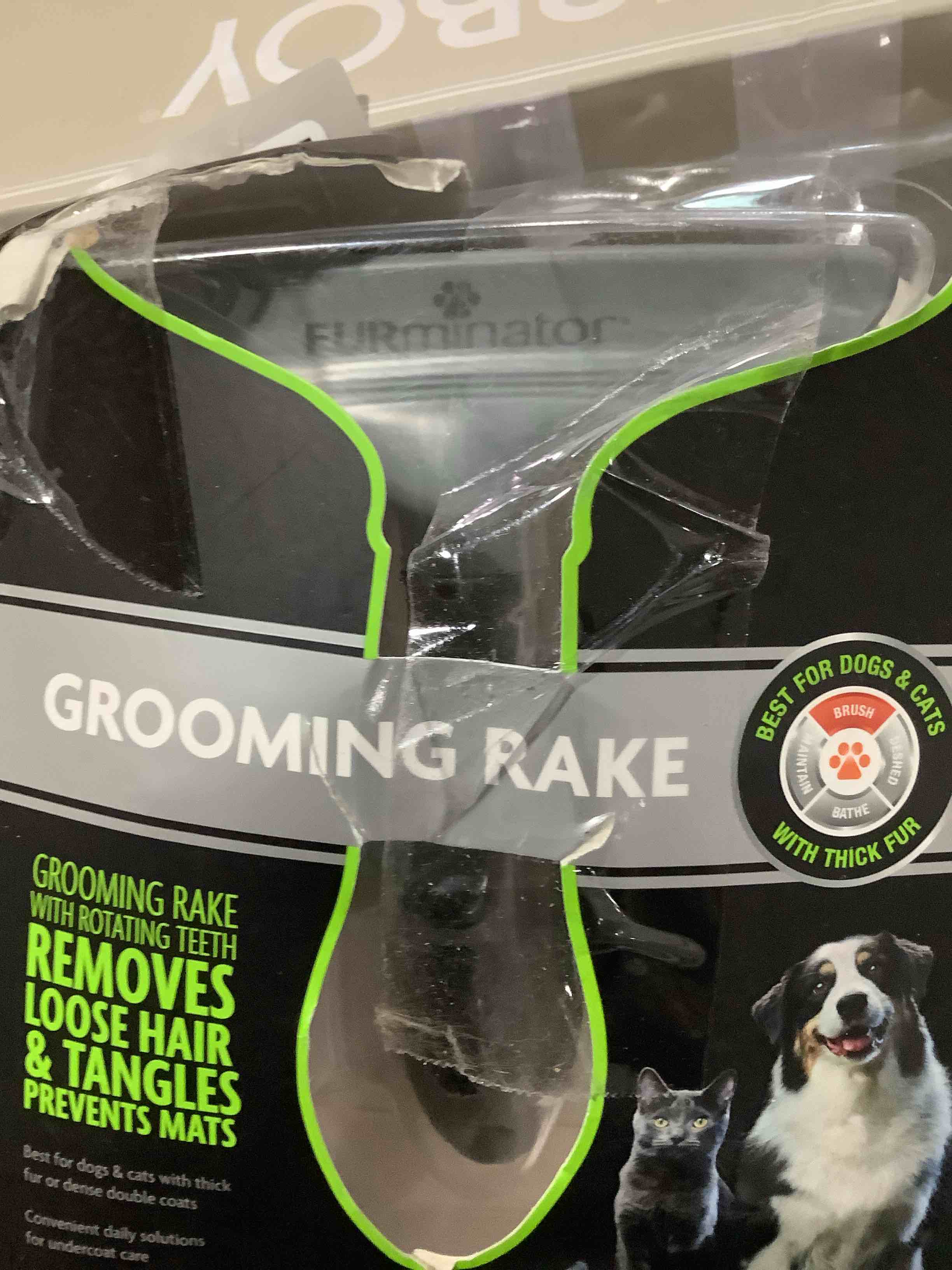 Condition photo showing Good Condition for furminator dog/cat grooming rake, grooming tool, removes loose hair and tangles, gray standard updated model