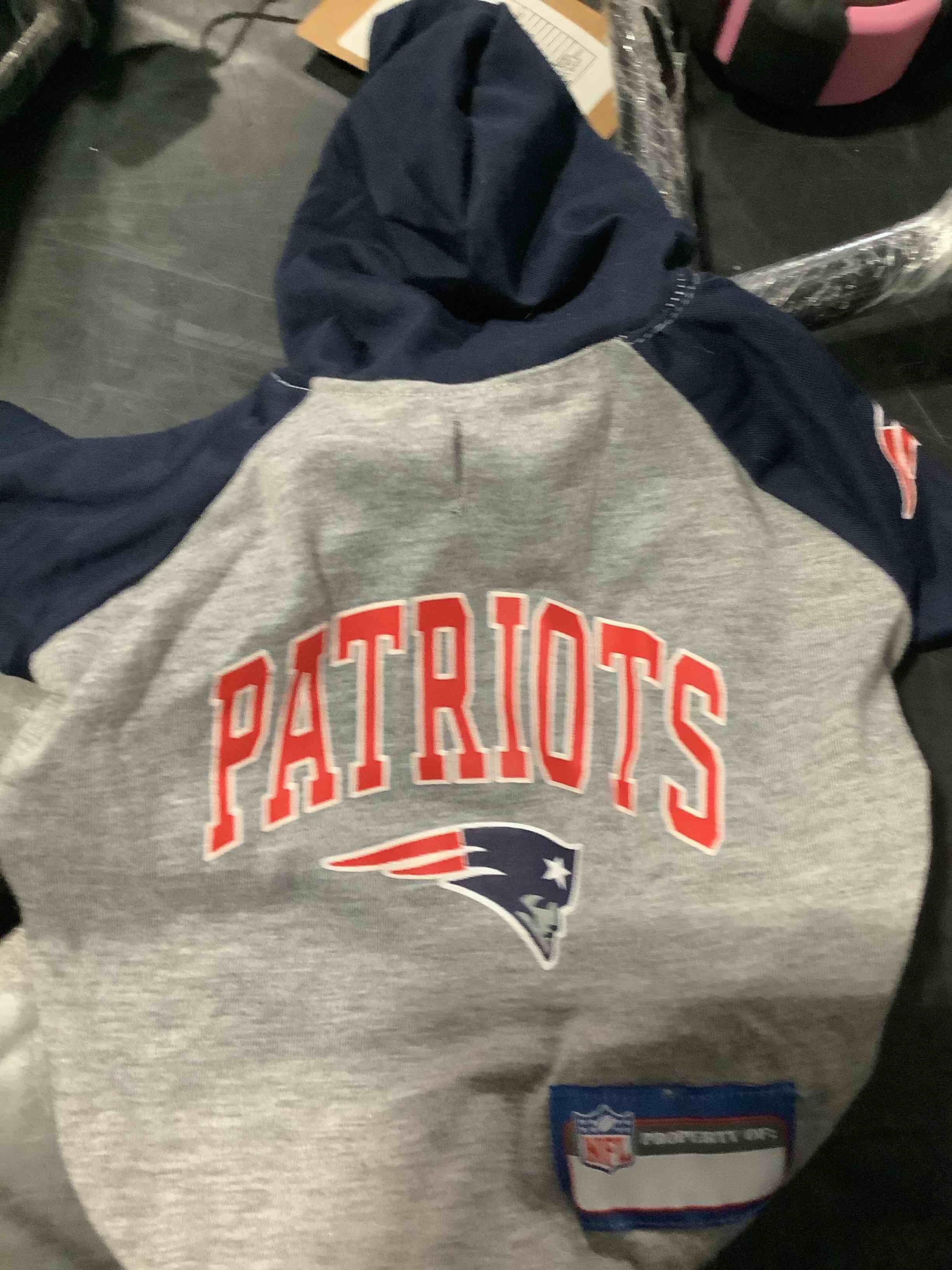 Condition photo showing New/Like New for pets first nfl new england patriots hoodie for dogs & cats. | nfl football licensed dog hoody tee shirt, x-small | sports hoody t-shirt for pets | licensed sporty dog shirt