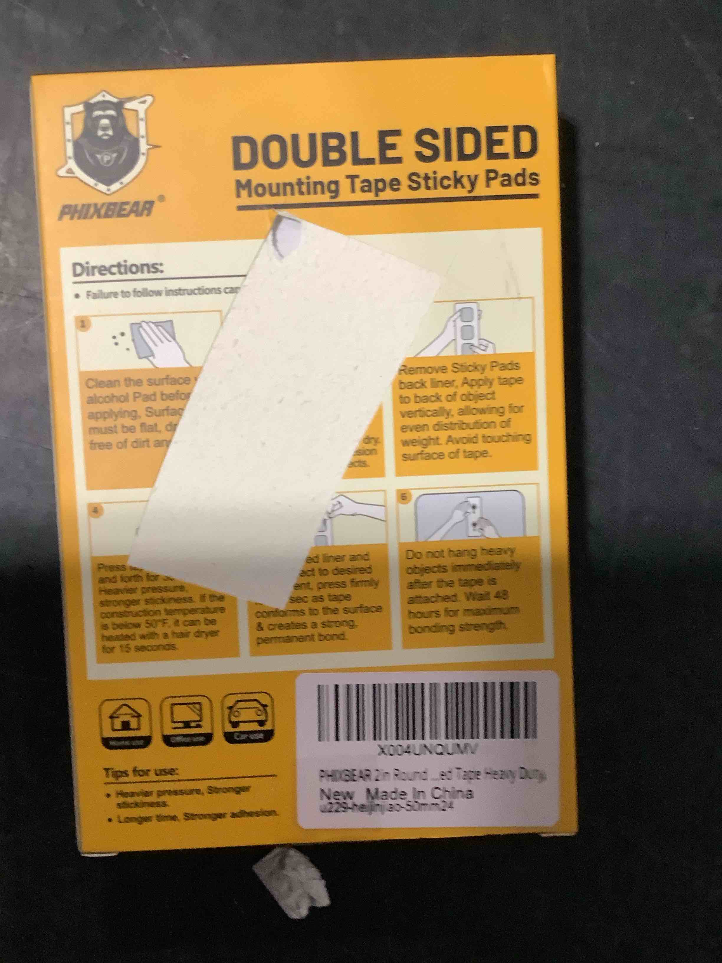 Condition photo showing New/Like New for phixbear extreme double sided mounting tape – heat & water resistant, 24-pack 2" round adhesive pads for car dashboard camera, phone mounts, indoors and outdoors