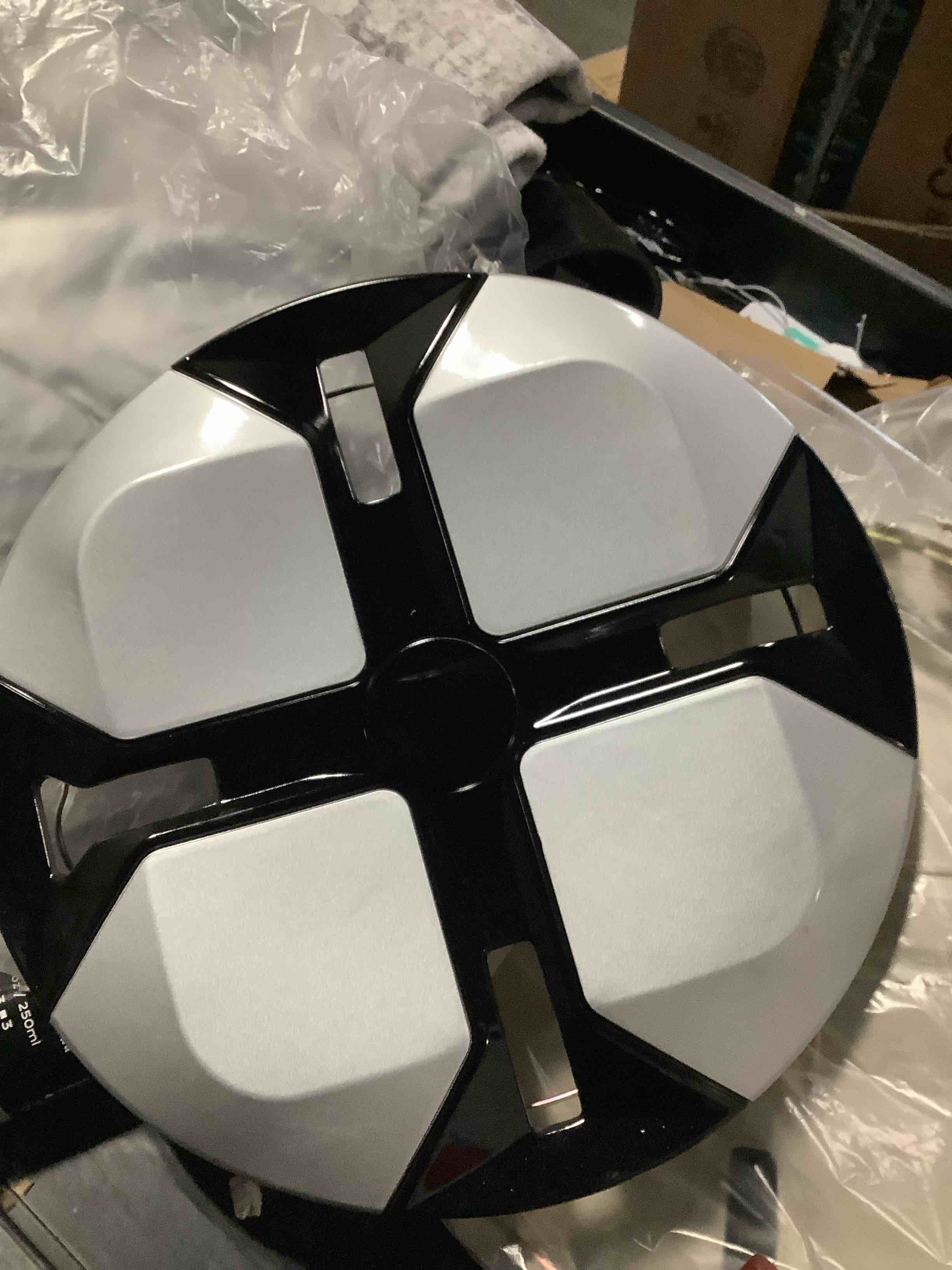 Condition photo showing As Is for cross silver with black hubcap wheel cover replacement kit 12" hub caps wheel rim cover car exterior accessories pack of 4, 12 inches