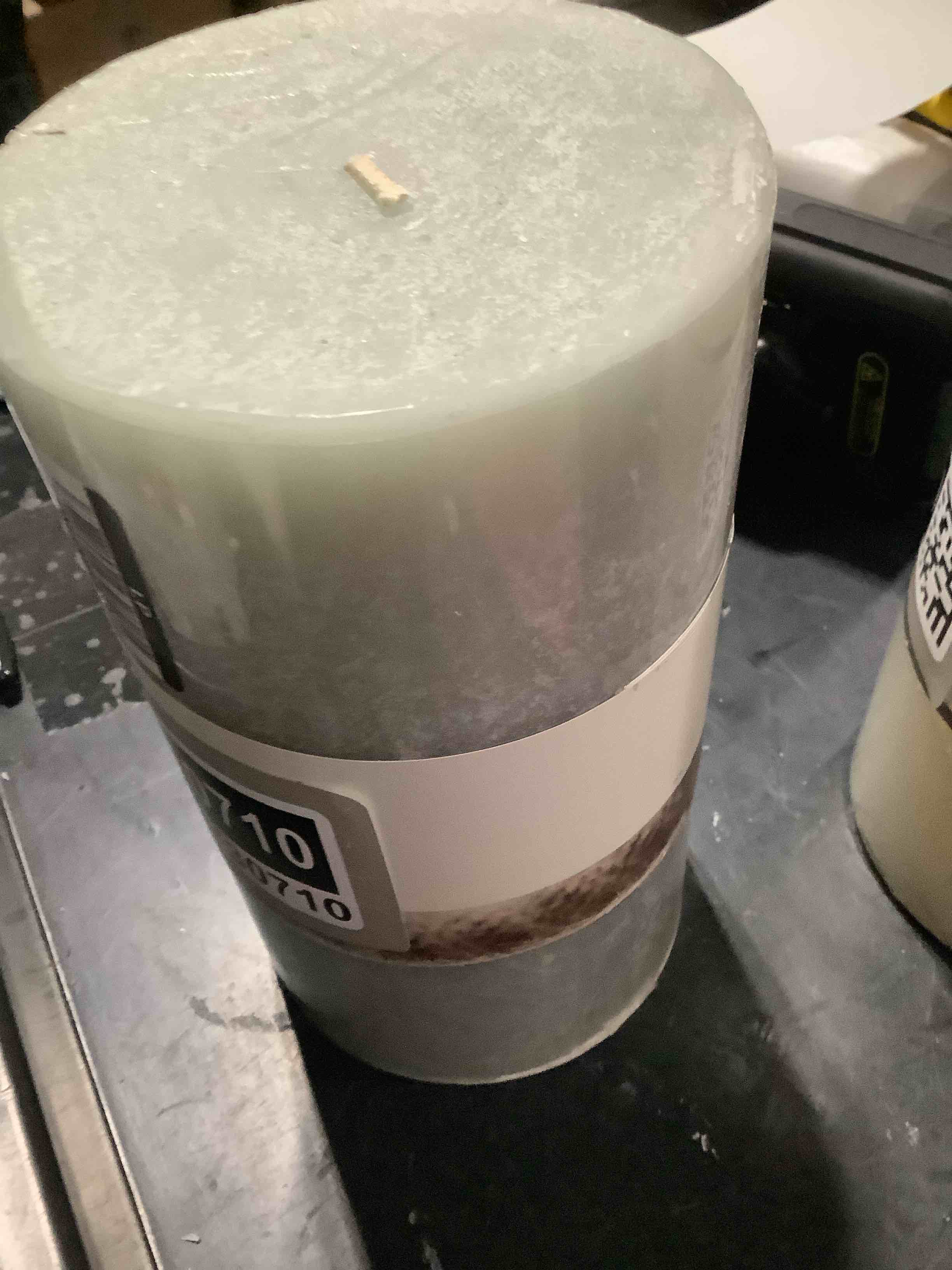 Condition photo showing New/Like New for 7" x 4" pillar cozy cashmere candle gray - threshold™: scented, 100hr burn time, smokeless