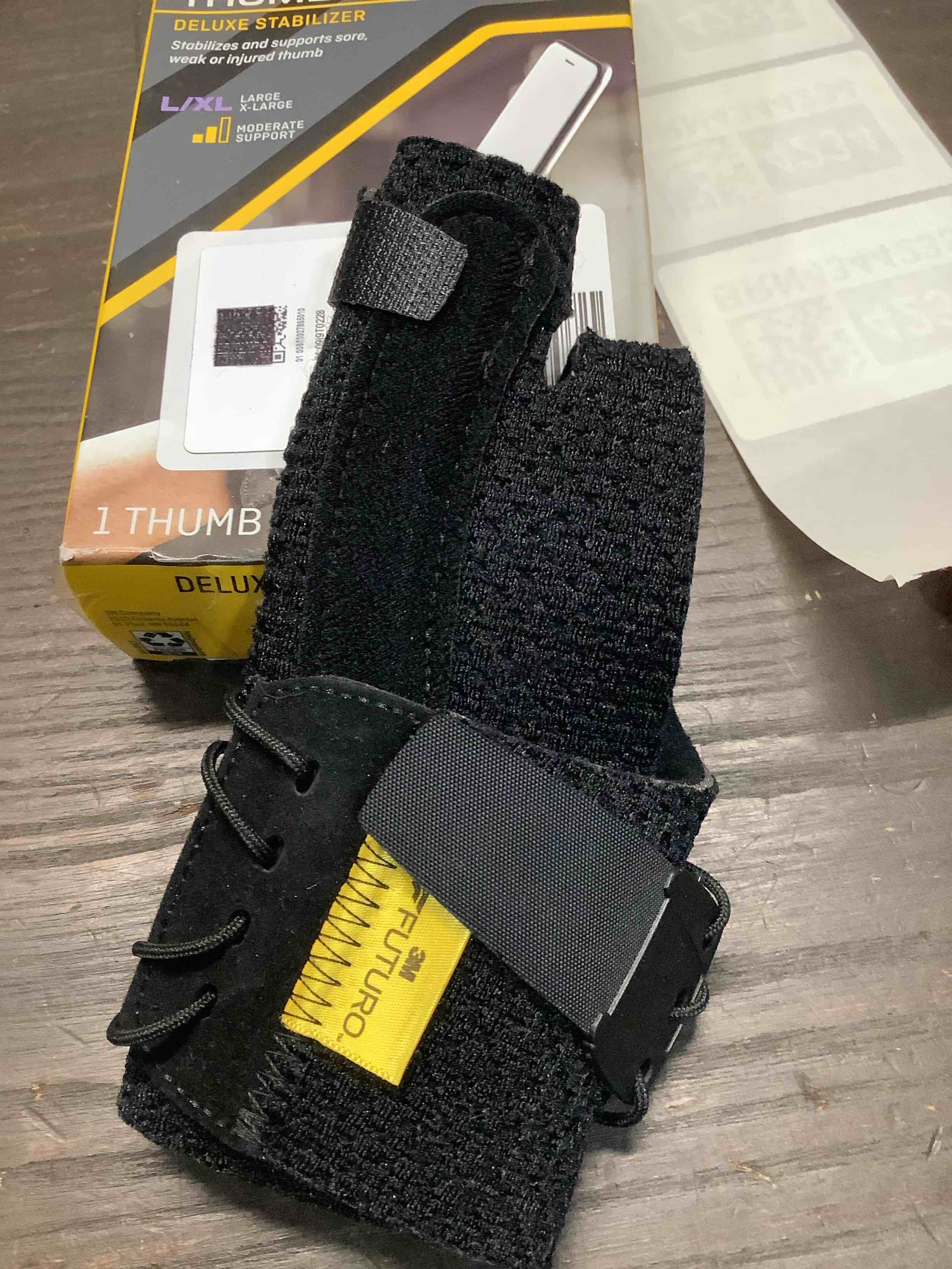 Condition photo showing Good Condition for futuro deluxe thumb stabilizer, improves stability, moderate stabilizing support, large/x-large