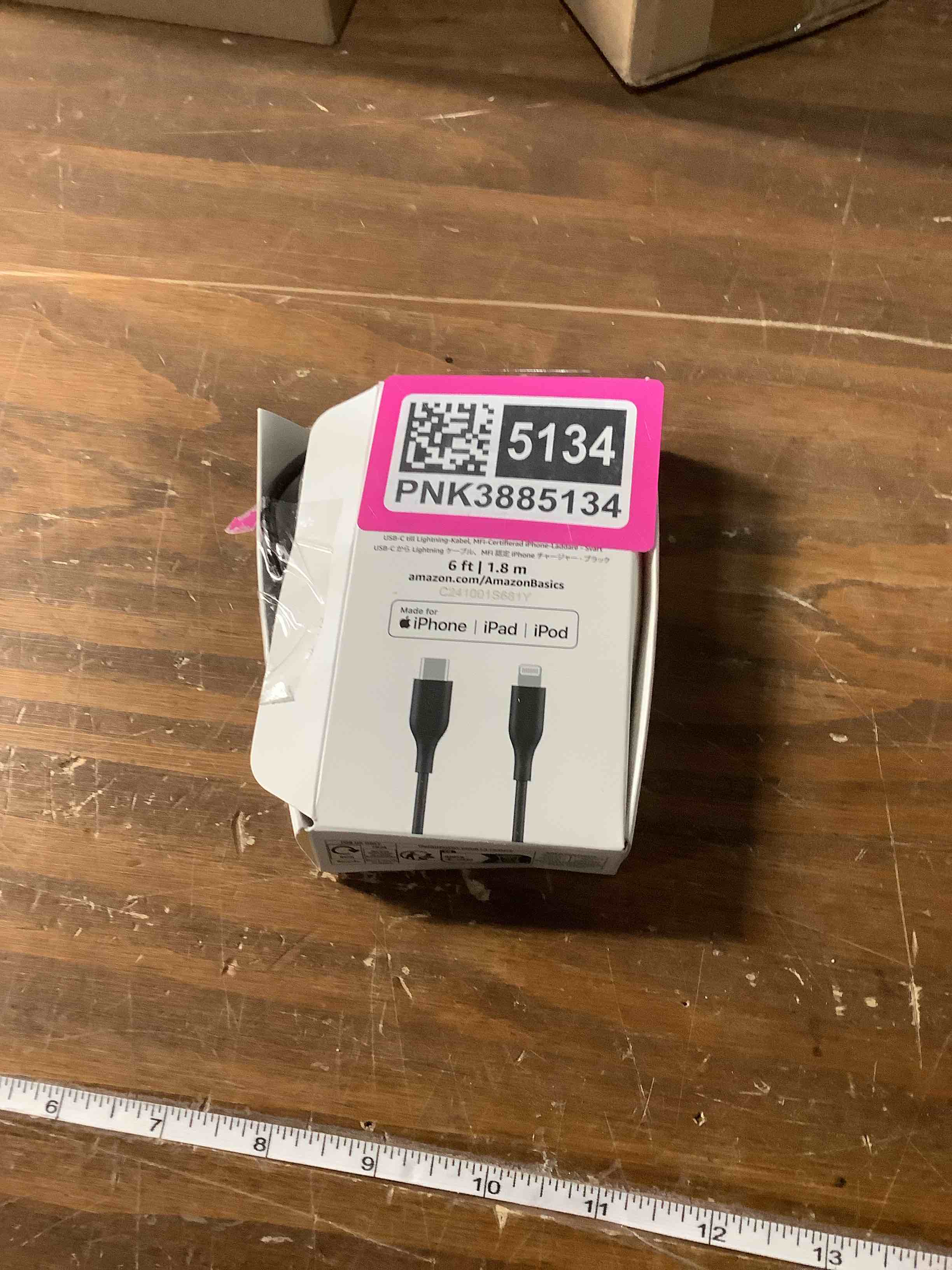 Condition photo showing Good Condition for Amazon Basics Fast Charging USB-2.0 USB-C to Lightning Cable (MFi Certified), Durable, 6 Feet, Black Black 6 Feet