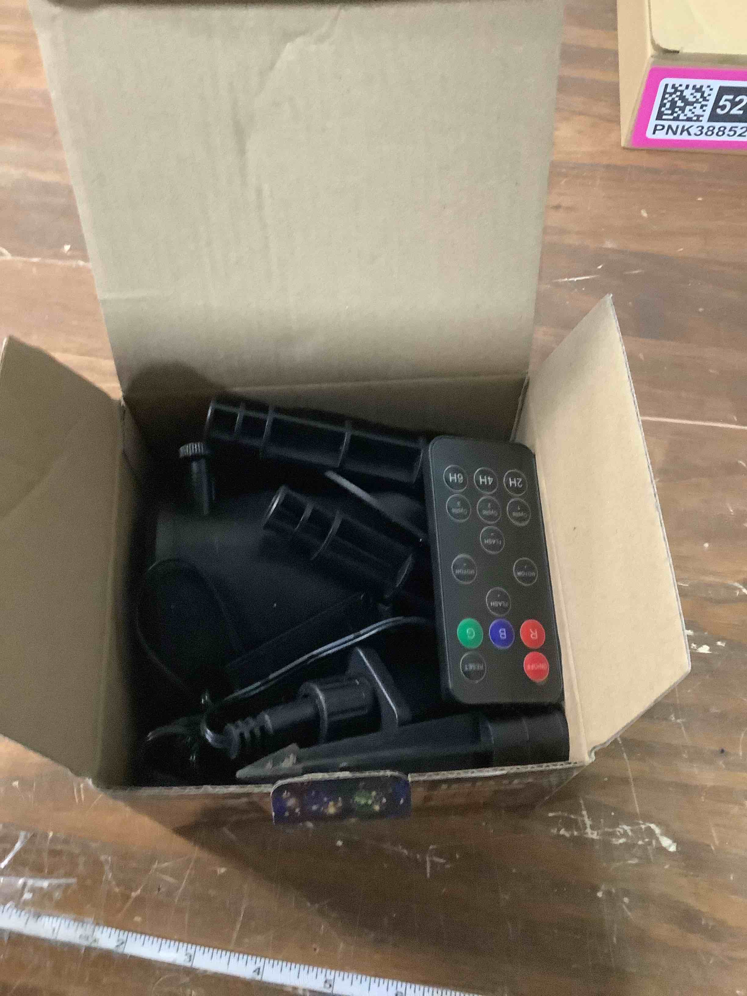 Condition photo showing Good Condition for Christmas Laser Lights Projector Outdoor with 4 Dynamic Slides, 2-in-1 Moving RGB Firefly Laser Lights with Remote,Timer, Landscape Holiday Porjector for Window Wall Xmas Decor