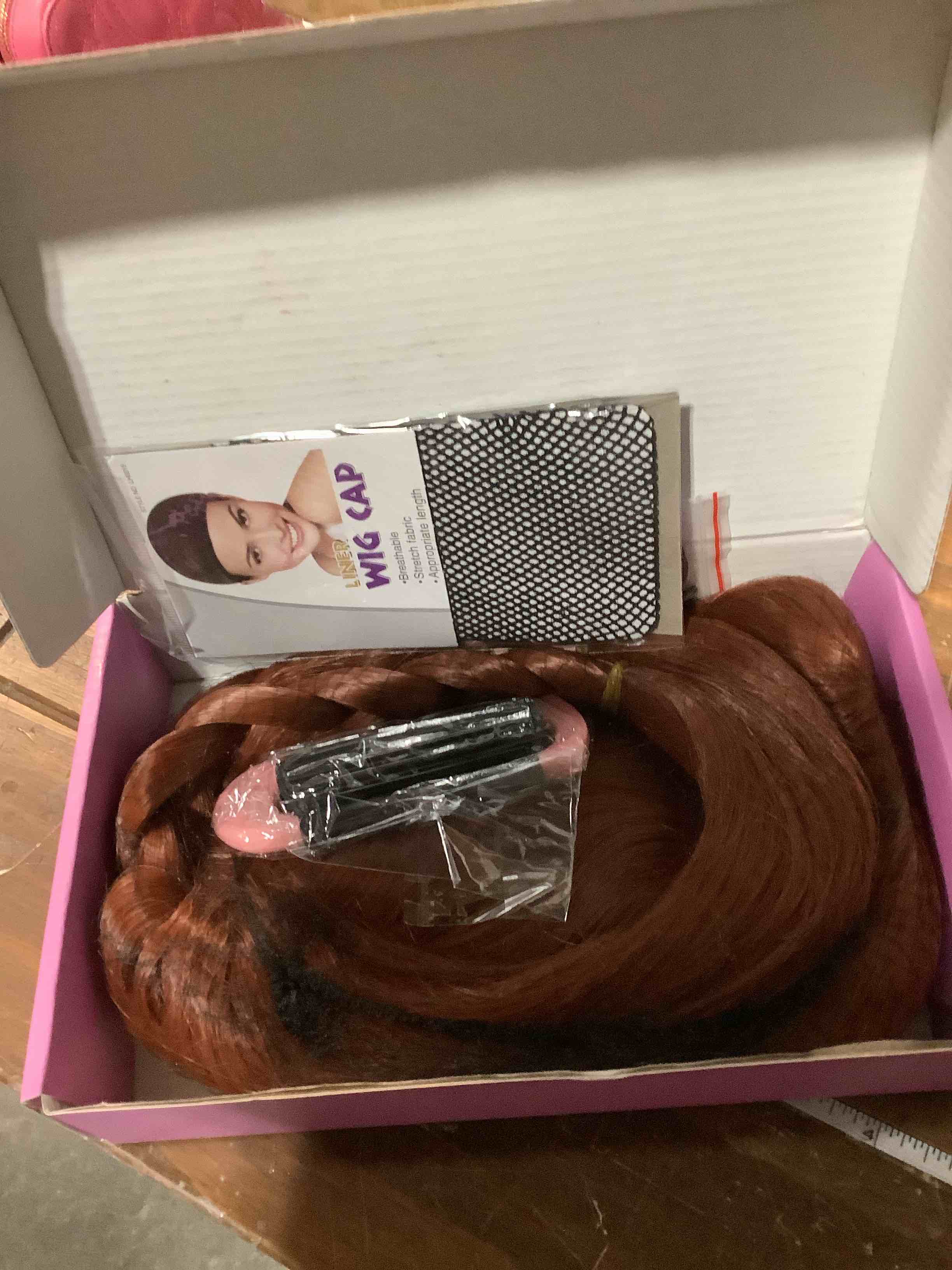 Condition photo showing Good Condition for SARLA Girls Long Braided Auburn Wig Straight 22 Inch Synthetic Pigtail Hair for Cosplay Party Halloween Costume Child Size Auburn C
