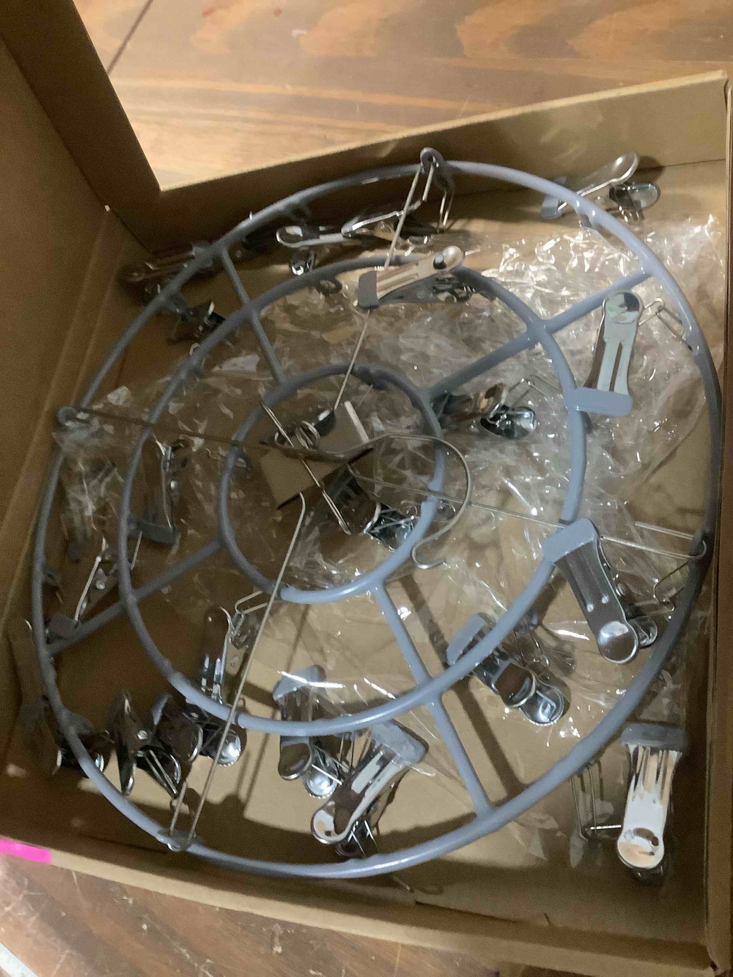 Condition photo showing Good Condition for PHYDELU Clothes Drying Rack with 24 Clips? Hanger Sock Underwear Laundry Hangers Hanging Herb Dryer Ropa Socks Clothing Stainless Bras Wet Racks Secar Flower Baby Lingerie Portatil Secador Colgar Light Gray