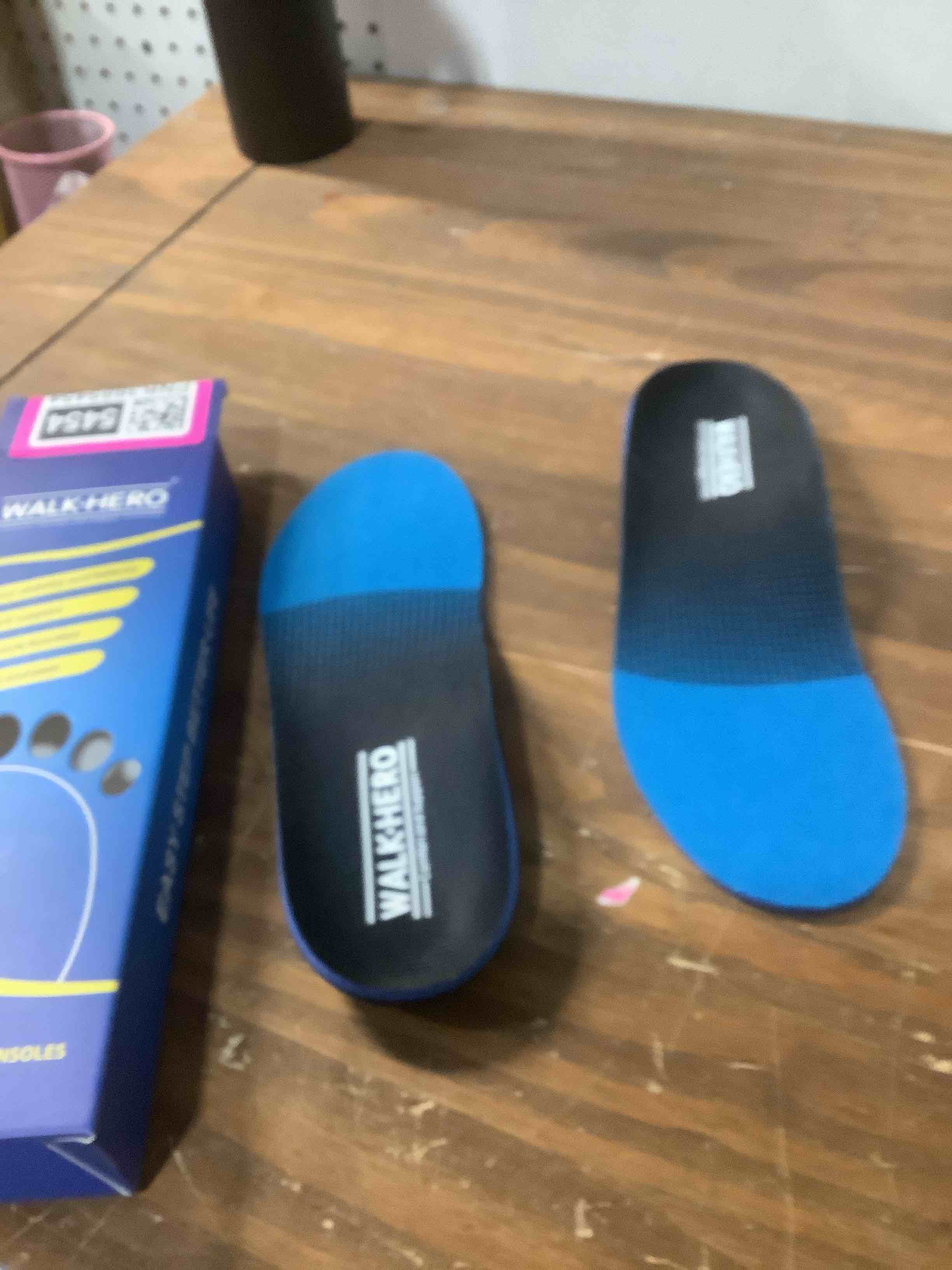 Condition photo showing Good Condition for Plantar Fasciitis Insoles for Men Women - Orthotics Inserts, Shoe Insoles Arch Support Flat Feet Inserts Work Boot Insoles for Standing All Day (Mens 7-7 1/2 | Womens 9-9 1/2) Blue Mens 7 - 7 1/2 | Womens 9 - 9 1/2