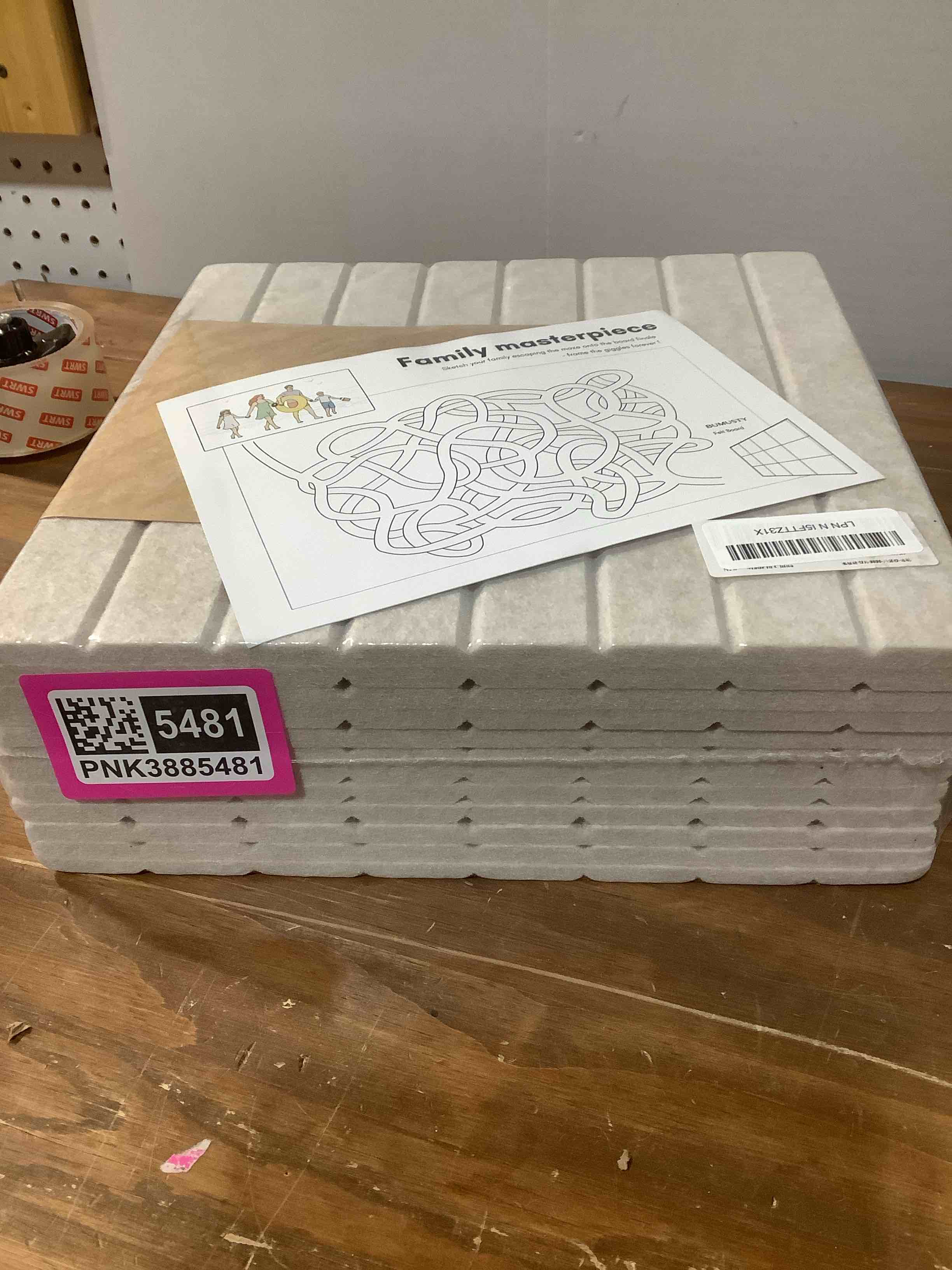 Condition photo showing Good Condition for Bumusty Large Cork Board Alternative-47 x35 Felt Bulletin Board Tiles, with 30 Pushpins, 70 Adhesive Tabs, 12-Pack Slat Wall Paneling, Cork Boards for Office Push Pin Board Felt Board-Oatmeal Oatmeal Fine-Stripe 12-Pack