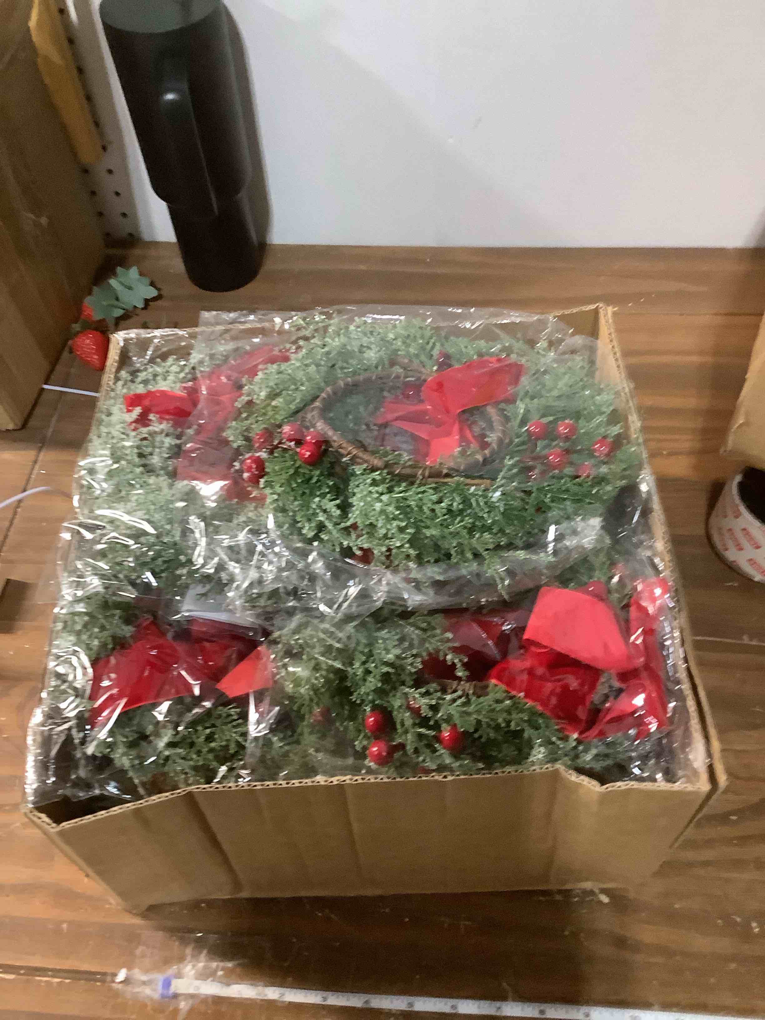 Condition photo showing Good Condition for Aneco 6 Pcs 9.8" Small Christmas Norfolk Wreaths Decorations Mini Christmas Kitchen Cabinet Wreaths with Brown Velvet Bow Artificial Hanging Garlands for Door Window Room Farmhouse Xmas Party Decor 6 Brown