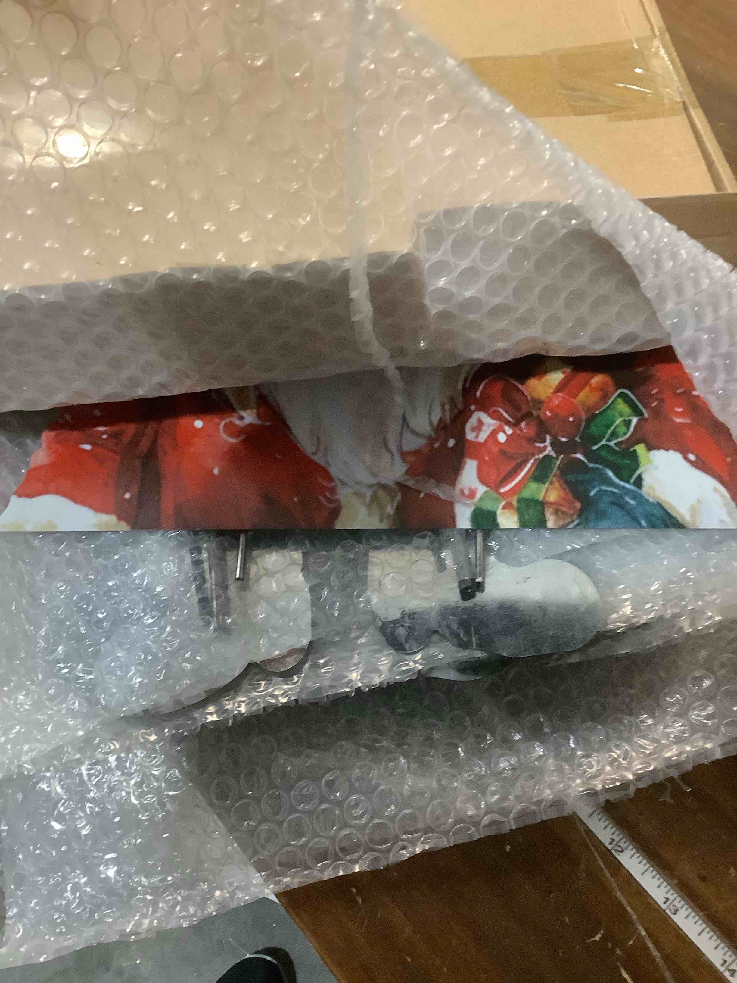 Condition photo showing Good Condition for Christmas Decorations Outdoor, 2pcs Large Rustic Santa Claus Snowman Yard Metal Stakes Xmas Decor, 37" Vintage Winter Signs for Lawn Front Door Garden Home Farmhouse Porch Outside