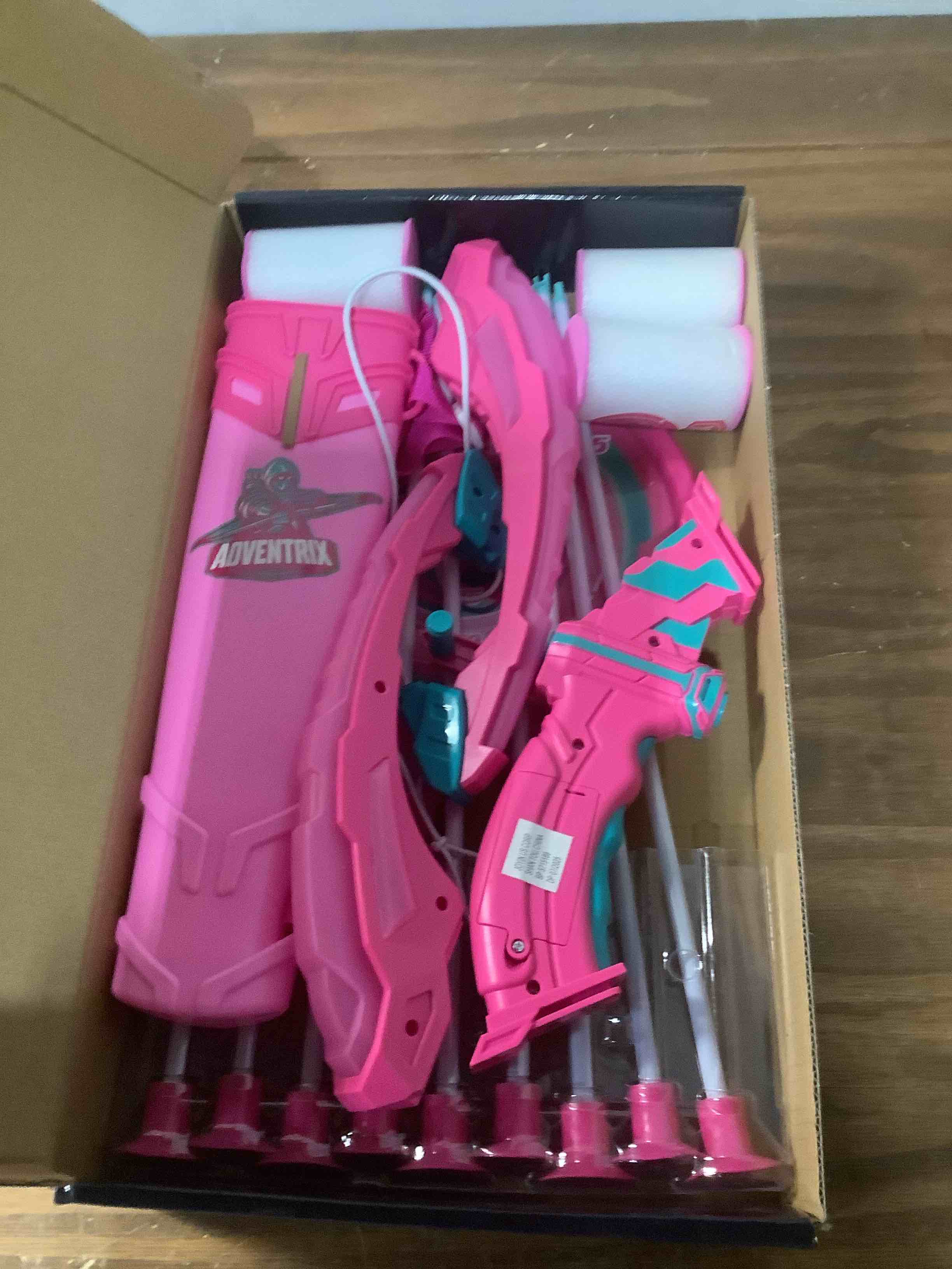 Condition photo showing Good Condition for JOYIN Pink Bow and Arrow Set for Girls, LED Light Up Archery Toy Set with 9 Suction Cup Arrows, Target & Arrow Case, Christmas Indoor Outdoor Activity Toy for Kids Girls Ages 3-12