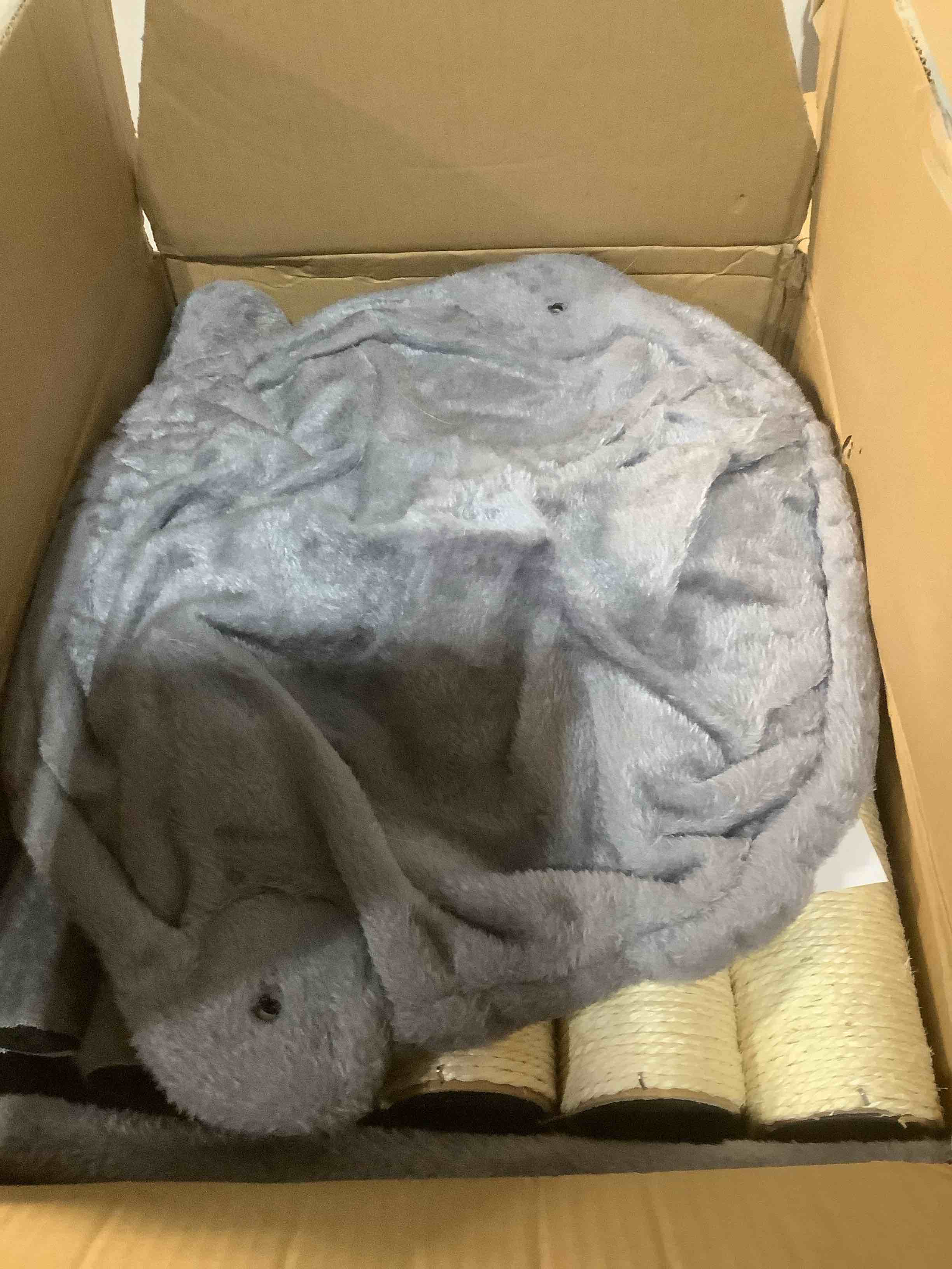 Condition photo showing Good Condition for YUNIQUE Cat Tree with Cat Condo and Big Hammock, Grey