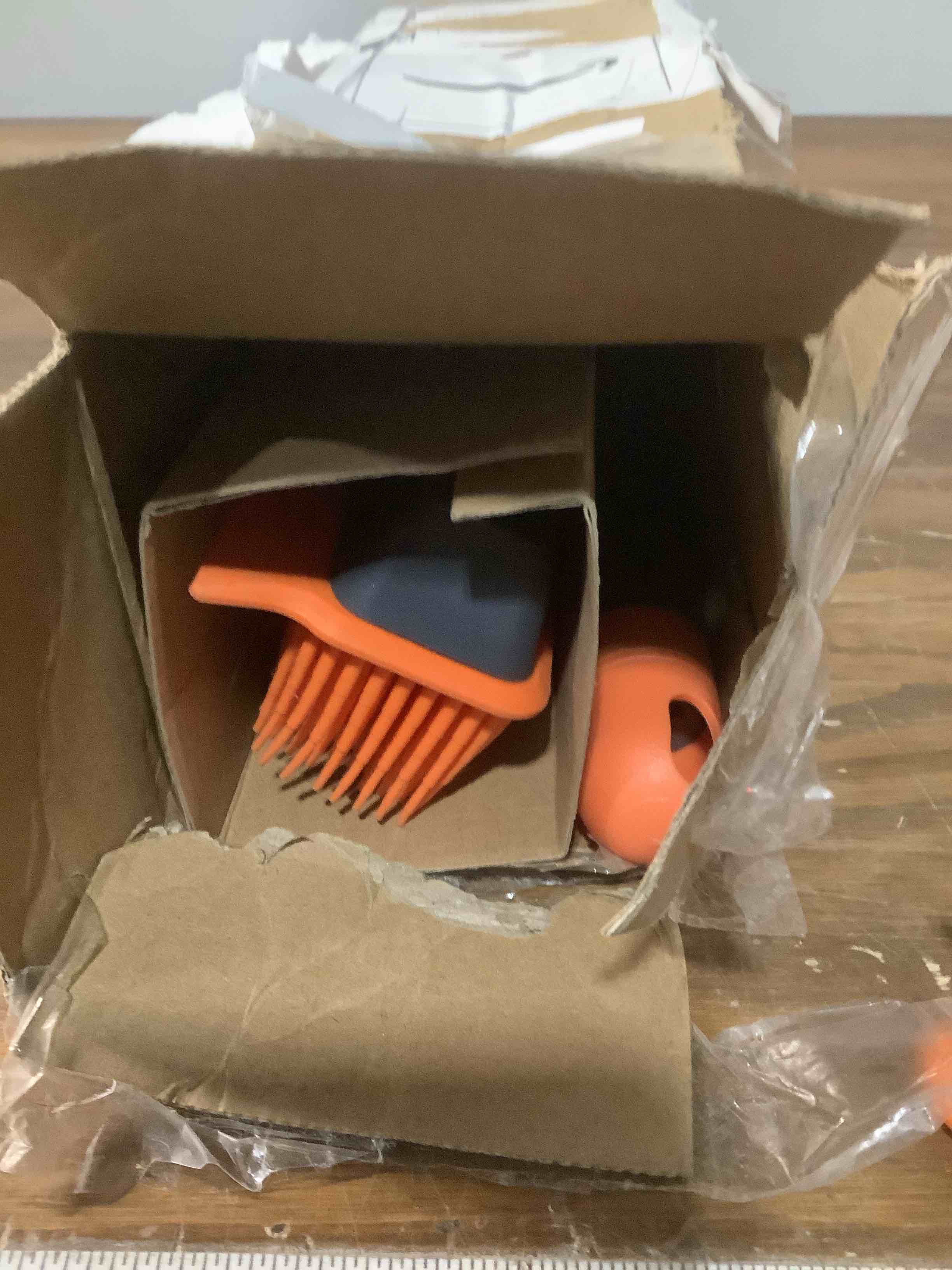Condition photo showing Good Condition for TreeLen Rubber Broom Carpet Rake Pet Hair Remover Broom with Squeegee Extension Push Broom for Carpet Hardwood Floor Tile Windows Cleaning Orange Rubber Broom