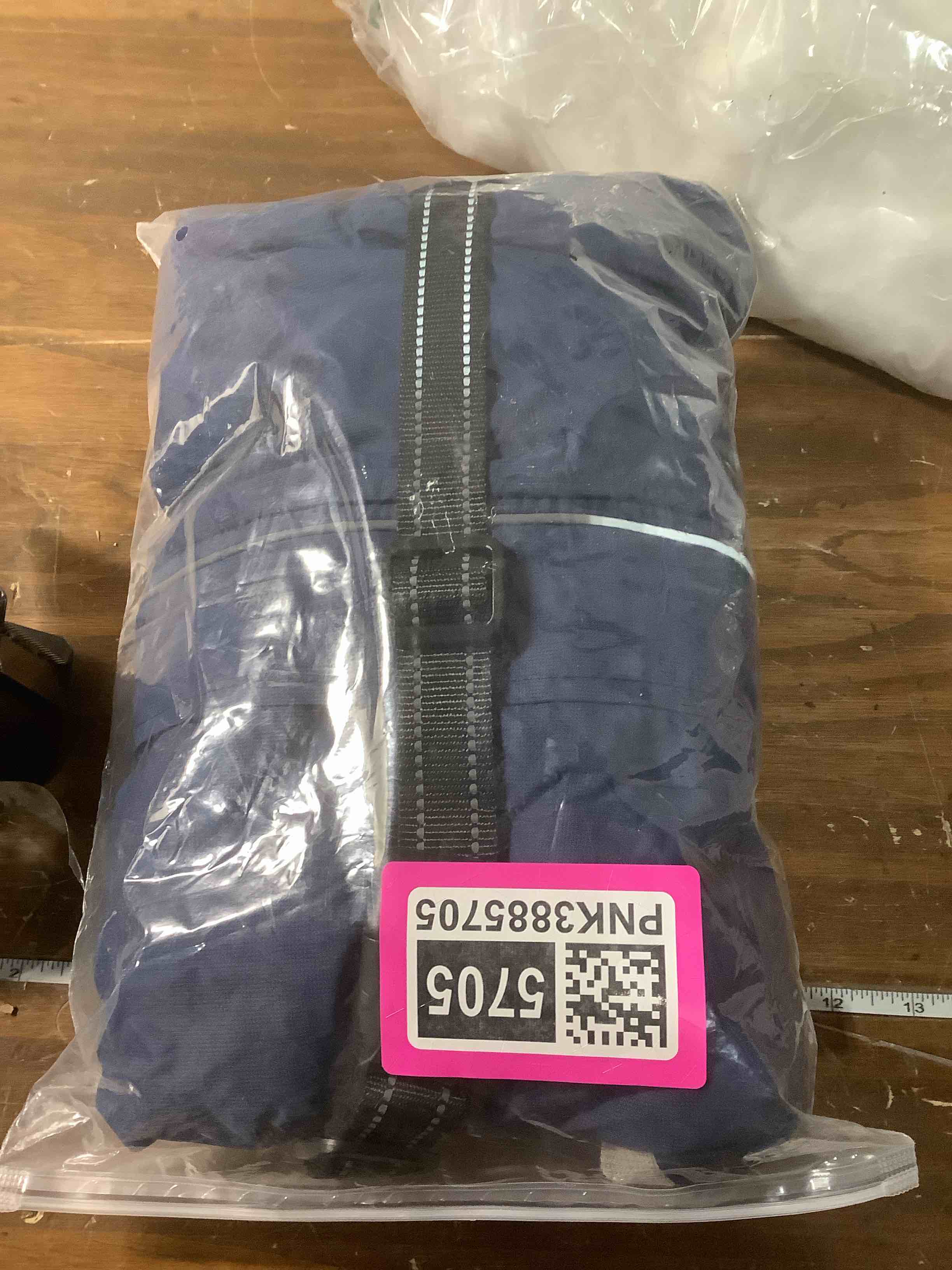 Condition photo showing Good Condition for AOFITEE Dog Jacket, Large Dog Coat with Harness Built in, Warm Fleece Lined Pet Winter Jacket with Zipper & Furry Collar, Waterproof Pet Snow Coat Snowsuit for French Bulldog, Blue L Large Navy Blue