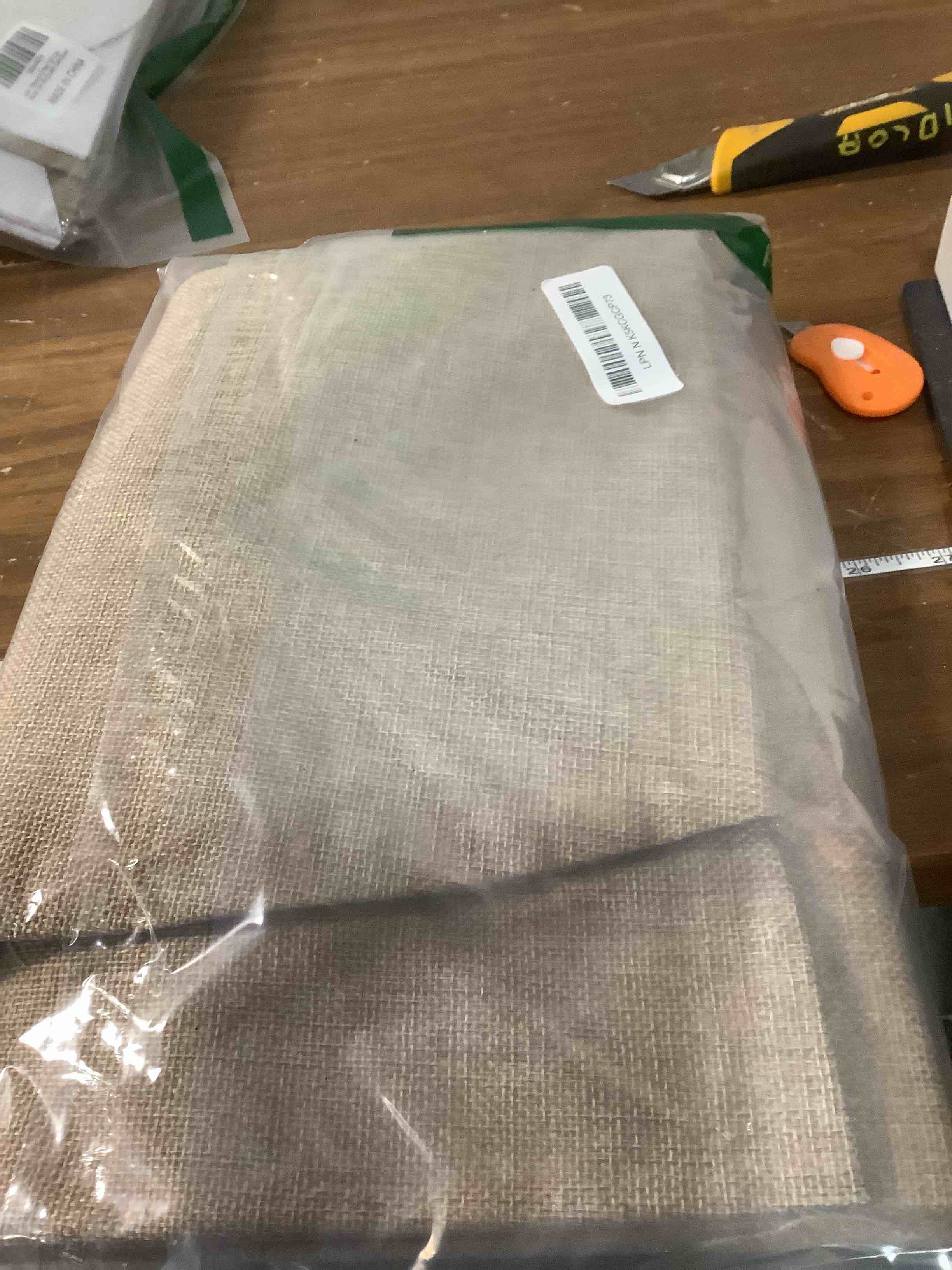 Condition photo showing Good Condition for Ivenf Christmas Tree Skirt, 48 inches Large Burlap Double-Layer Plain Tree Skirts, Rustic Jute Tree Skirt for Xmas Holiday Home Decor, Fall Winter Farmhouse Brown Burlap Christmas Decorations Indoor