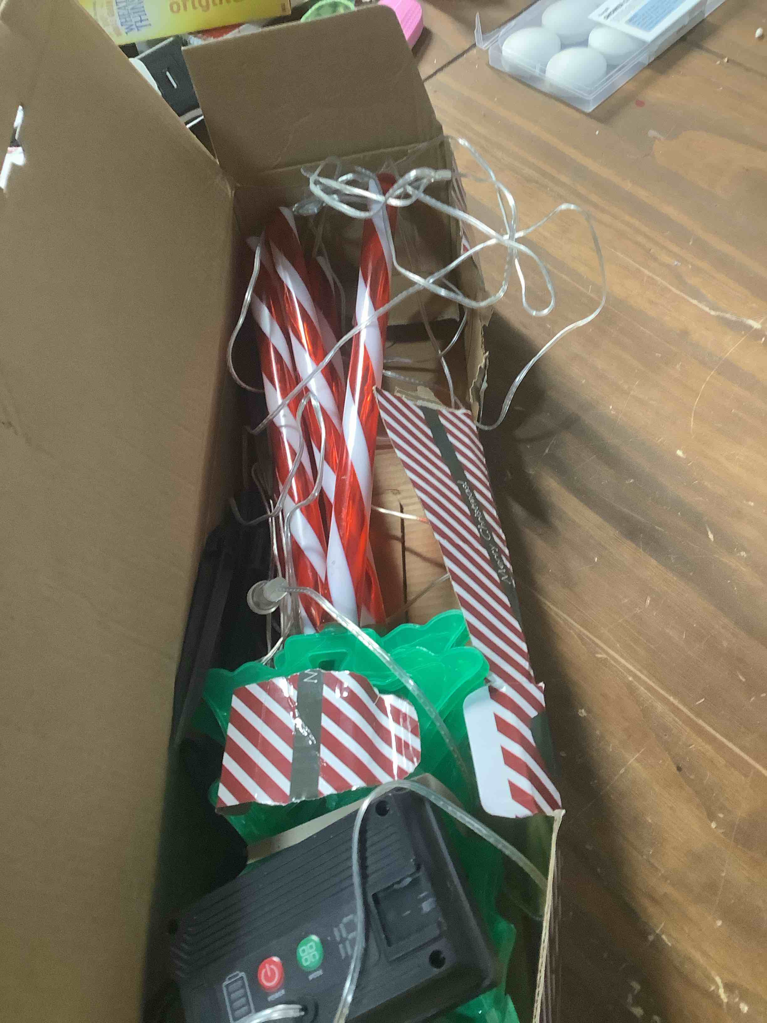 Condition photo showing Good Condition for Christmas Solar Pathway Lights Outdoor Decorations,10 Modes 78 LED Outdoor Christmas Tree Solar Candy Stake Lights, Waterproof Colorful Xmas Decorations for Patio Yard Walkway Lawn Decor 6 Pack