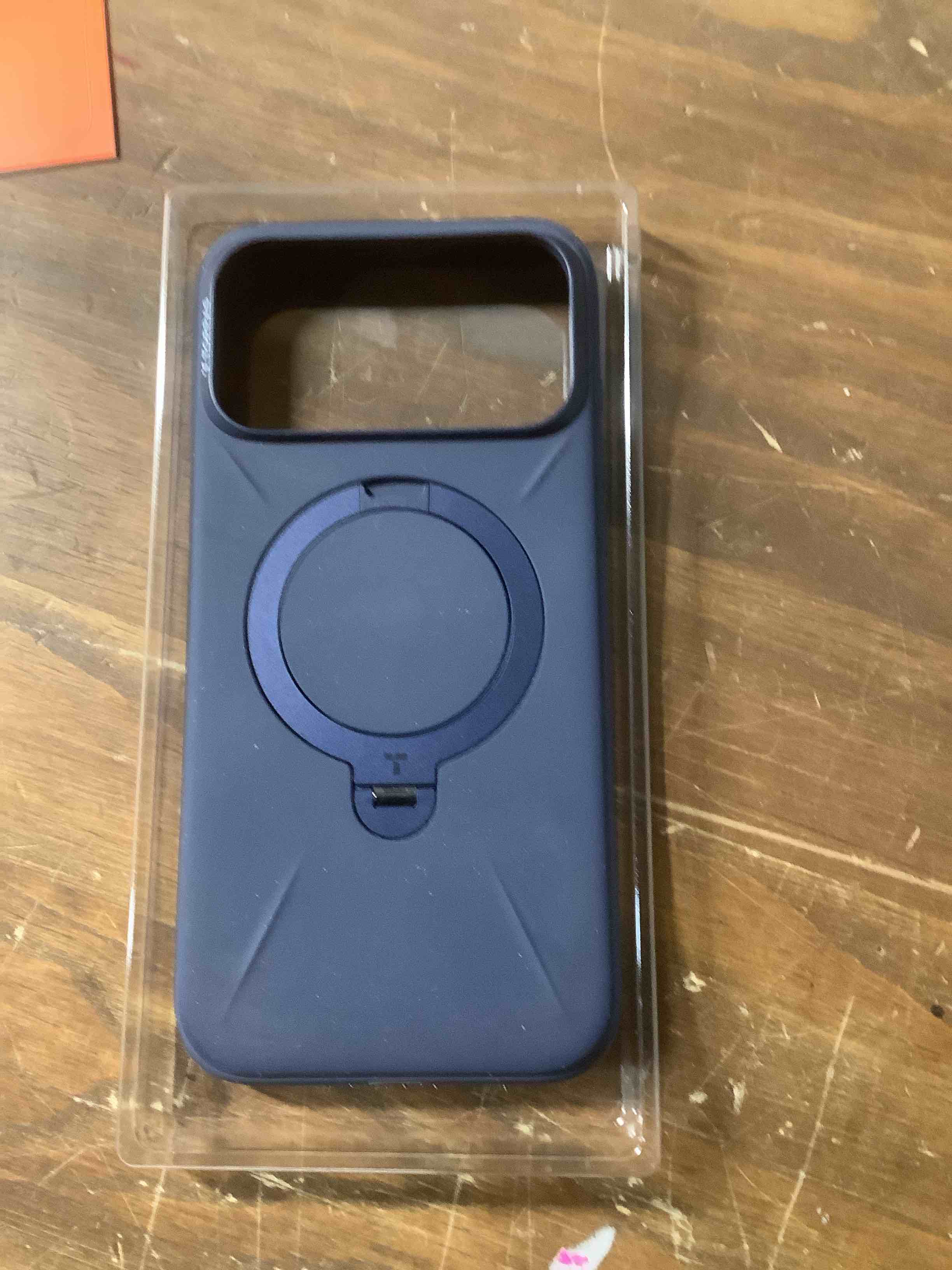 Condition photo showing Good Condition for TORRAS Ostand Q3 Silicone for iPhone 17 Pro Max Case, Fit for MagSafe, 360 Spin Ring Holder Stand, Soft Liquid Silicone Cozy Grip, Camera Control, Protective Case for iPhone 17 Pro Max, Deep Blue Deep Blue for iPhone 17 Pro Max