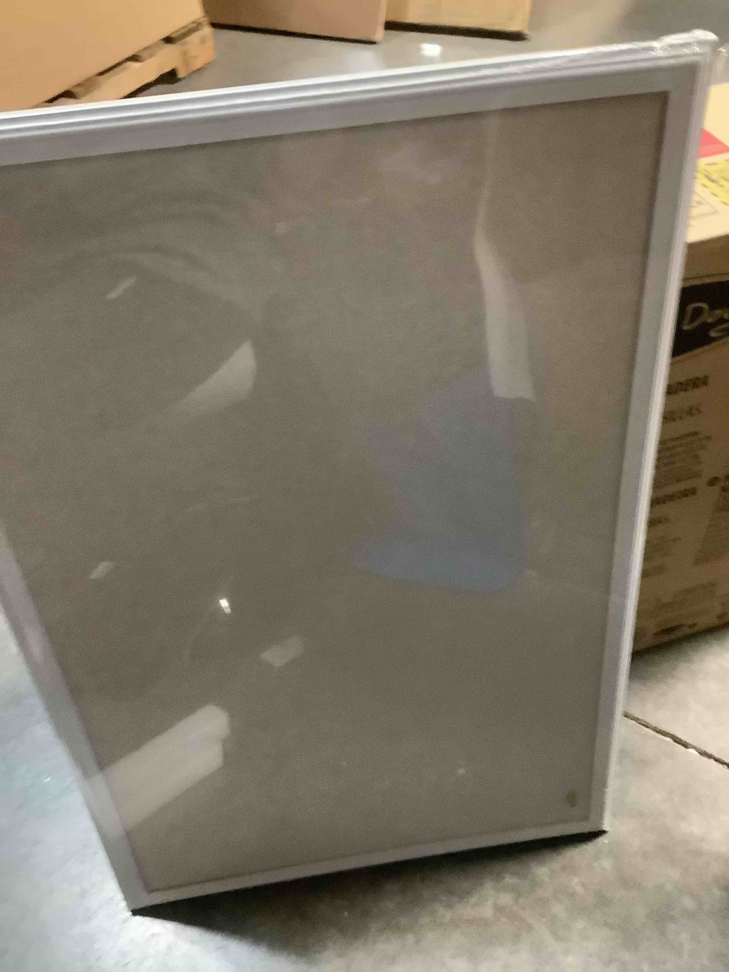 Condition photo showing As Is for U Brands Farmhouse Linen Bulletin Board, 30" x 20", White Wood Frame, Wall Mounted Pin Board for Home Office, Classroom & Kitchen, Includes Push Pins 30"x20" Natural Linen