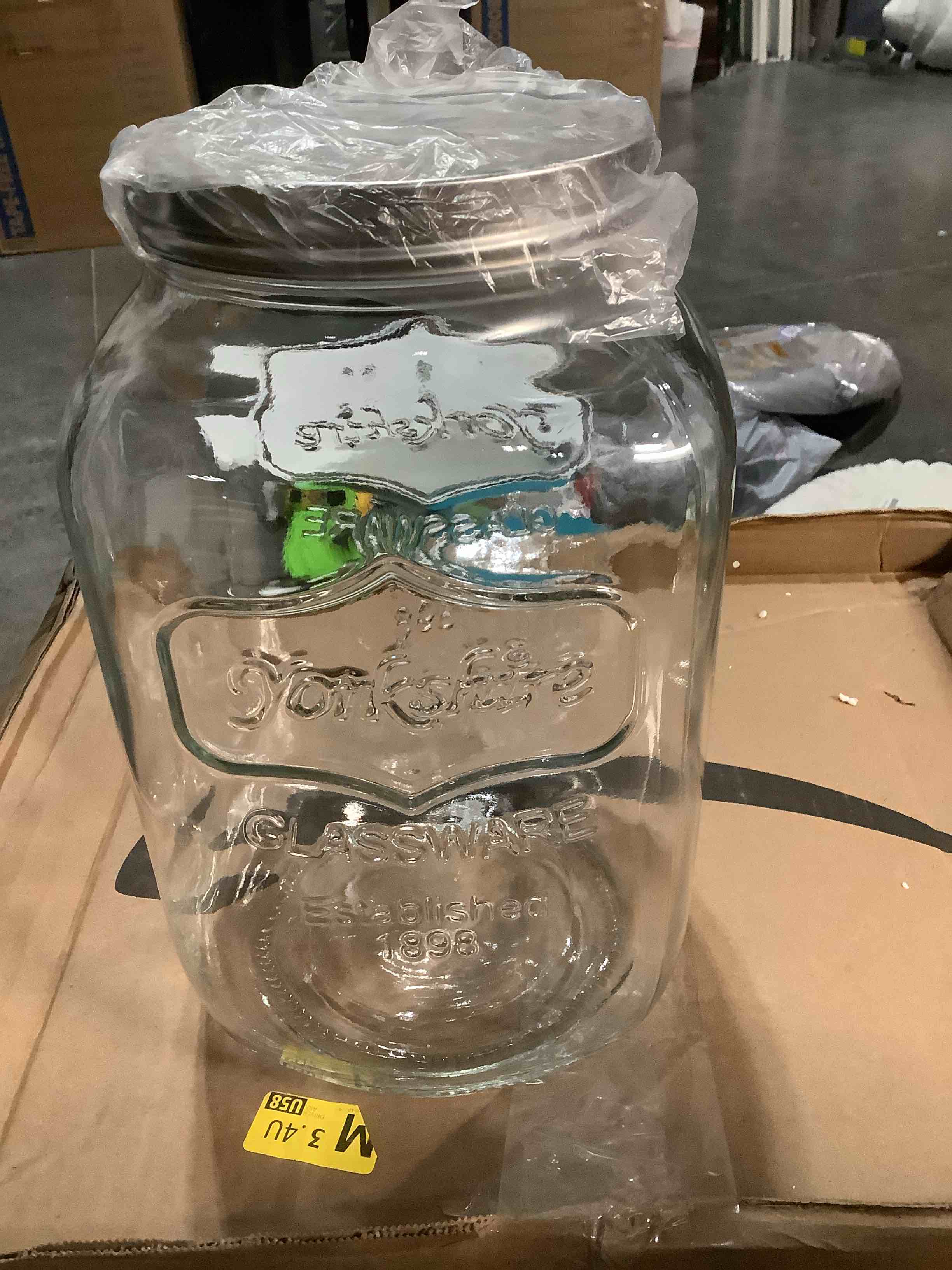 Condition photo showing New/Like New for CATPOWER 2 Gallons X-Large Glass Jar With Mouth Canning Jar Kitchen Storage Jar Cookie Candy Penny Jar with Stainless Steel Screw Lid