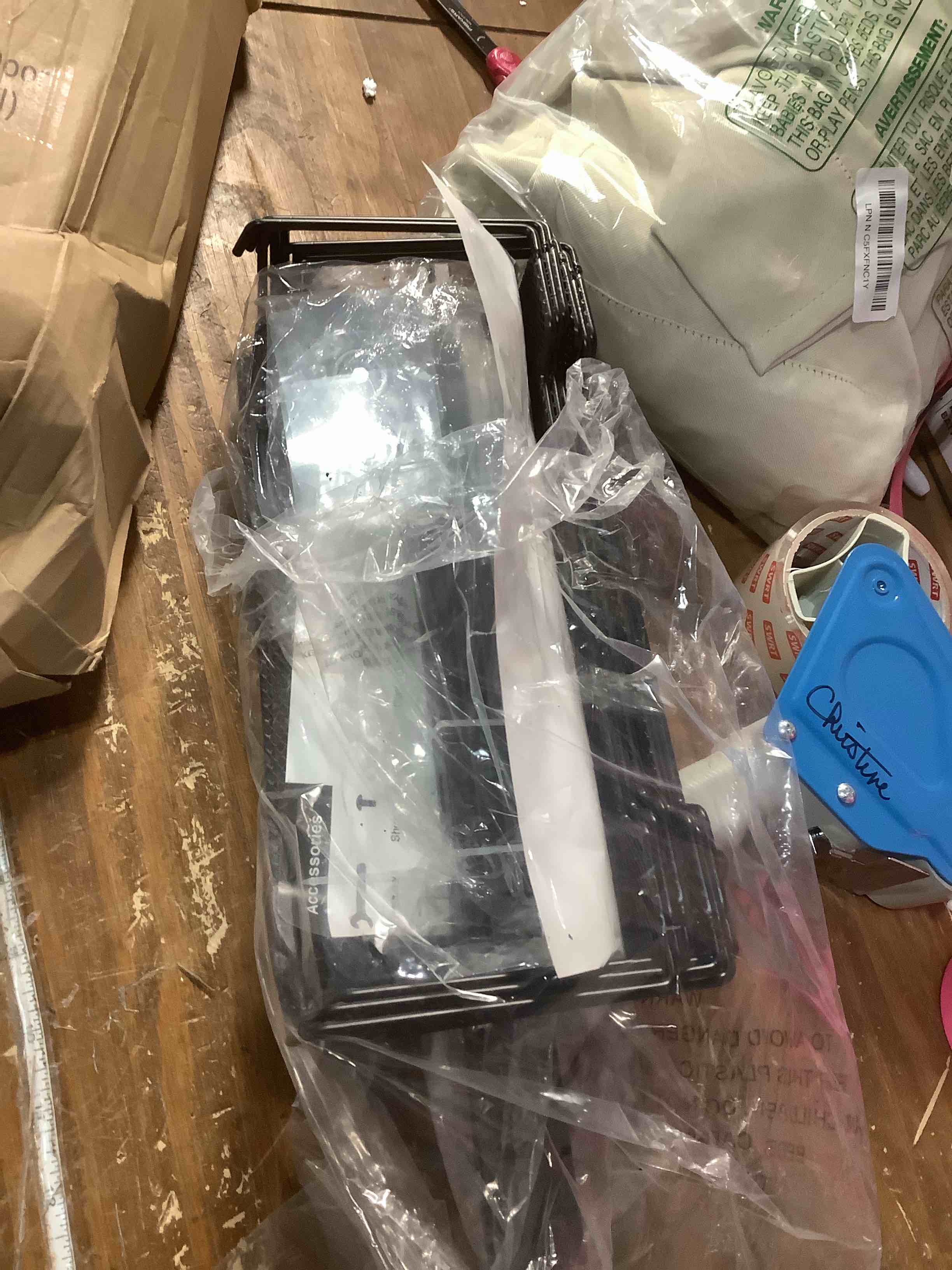 Condition photo showing Good Condition for 12.3" W Narrow Over the Door Pantry Organizer, 6-Tier Over the Door Organizer with Adjustable Basket, Pantry Door Organization for Pantry Kitchen Storage Room Spice Rack, Black