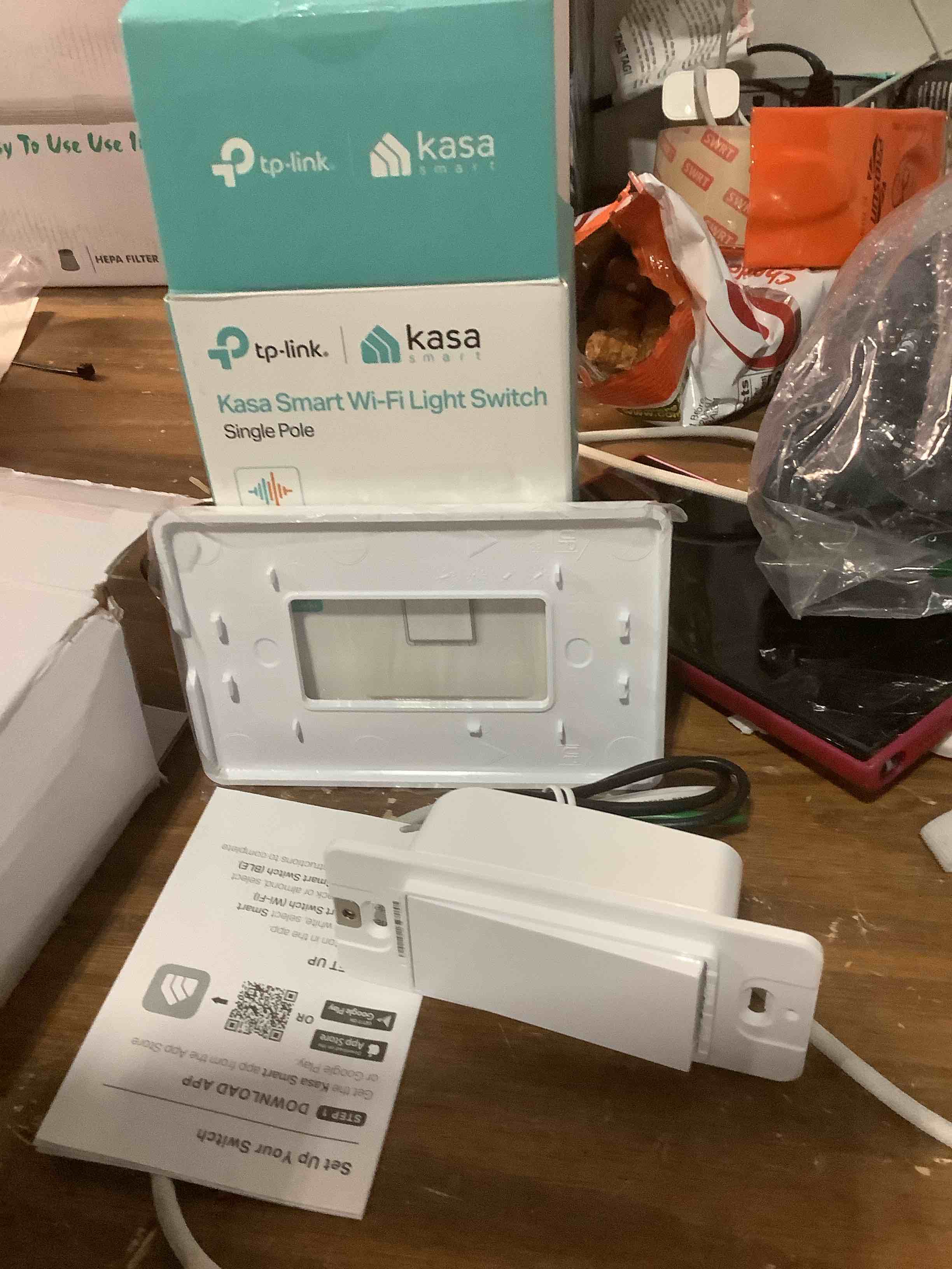 Condition photo showing Good Condition for Kasa Smart Light Switch HS200P3, Single Pole, Needs Neutral Wire, 2.4GHz Wi-Fi Light Switch Compatible with Alexa and Google Home, UL Certified, No Hub Required, 3 Count -Pack of 1 , White White, Alexa Compatible 3 Pack